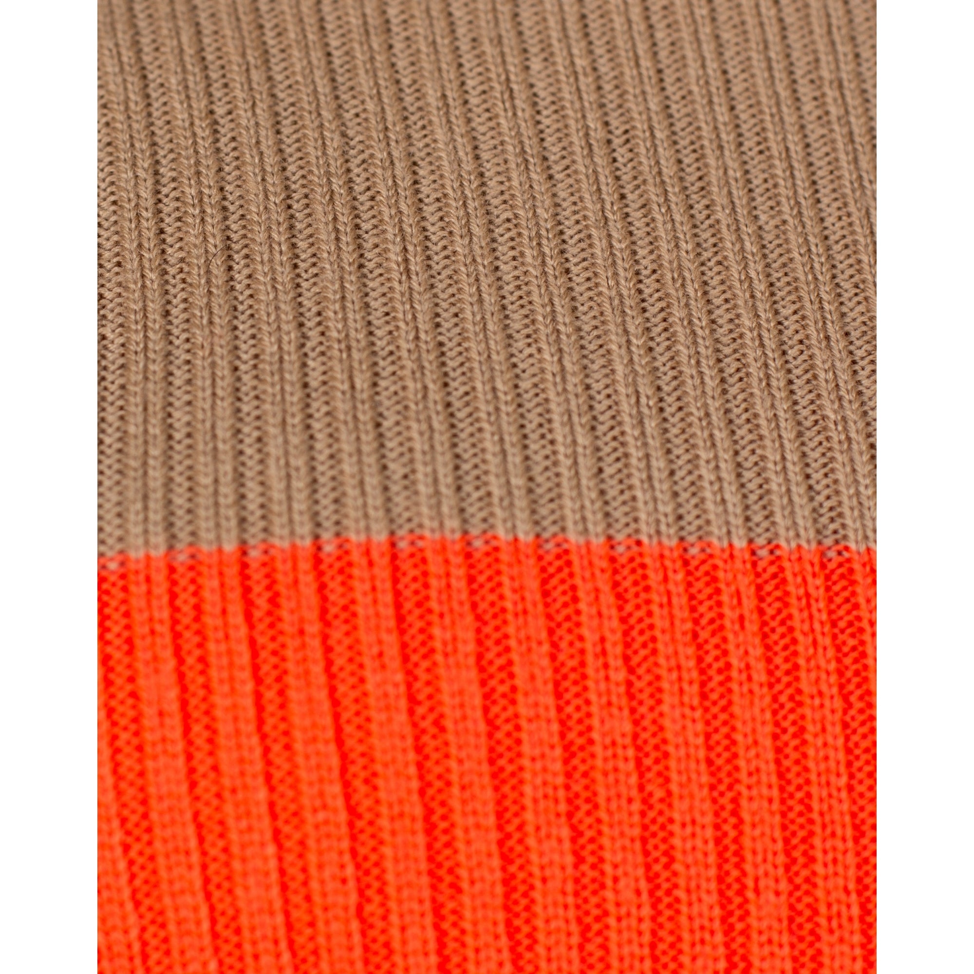 Vilagallo Stripe Colour Block Round Neck Ribbed Jumper Camel/orange