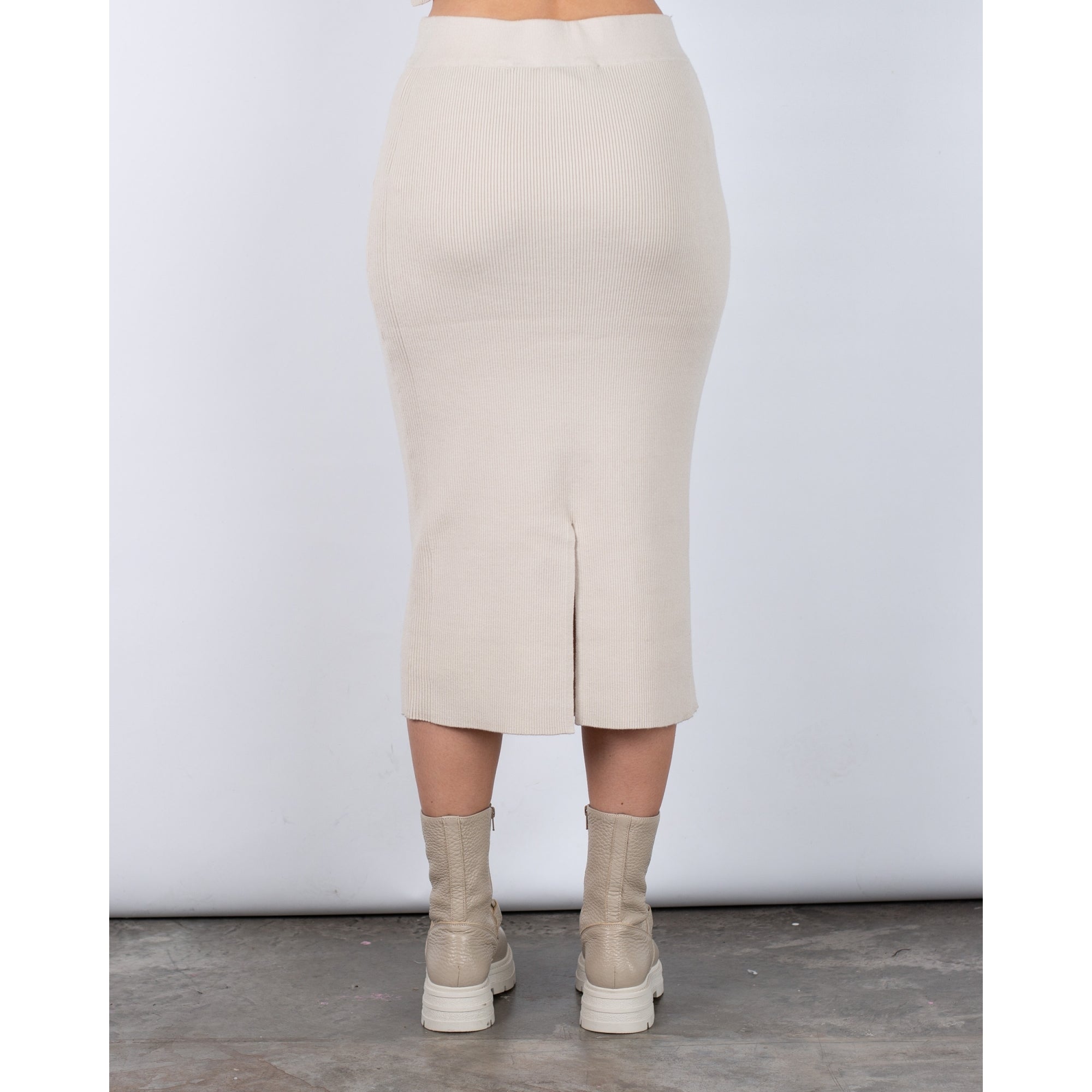 Rino & Pelle Sophia Knitted Pencil Skirt Birch