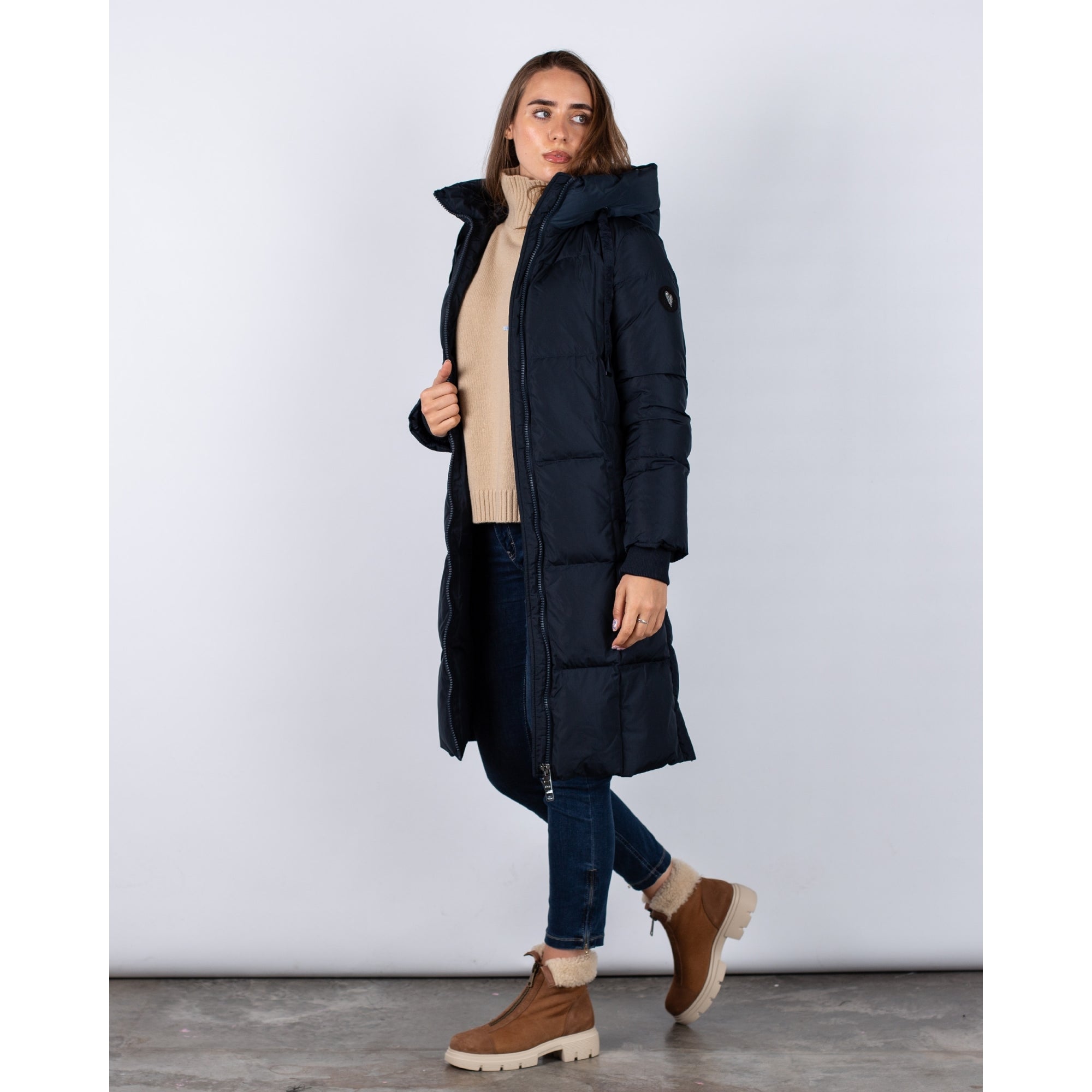 Mos Mosh Nova Classic Puffa Coat With Concealed Side Zip Navy