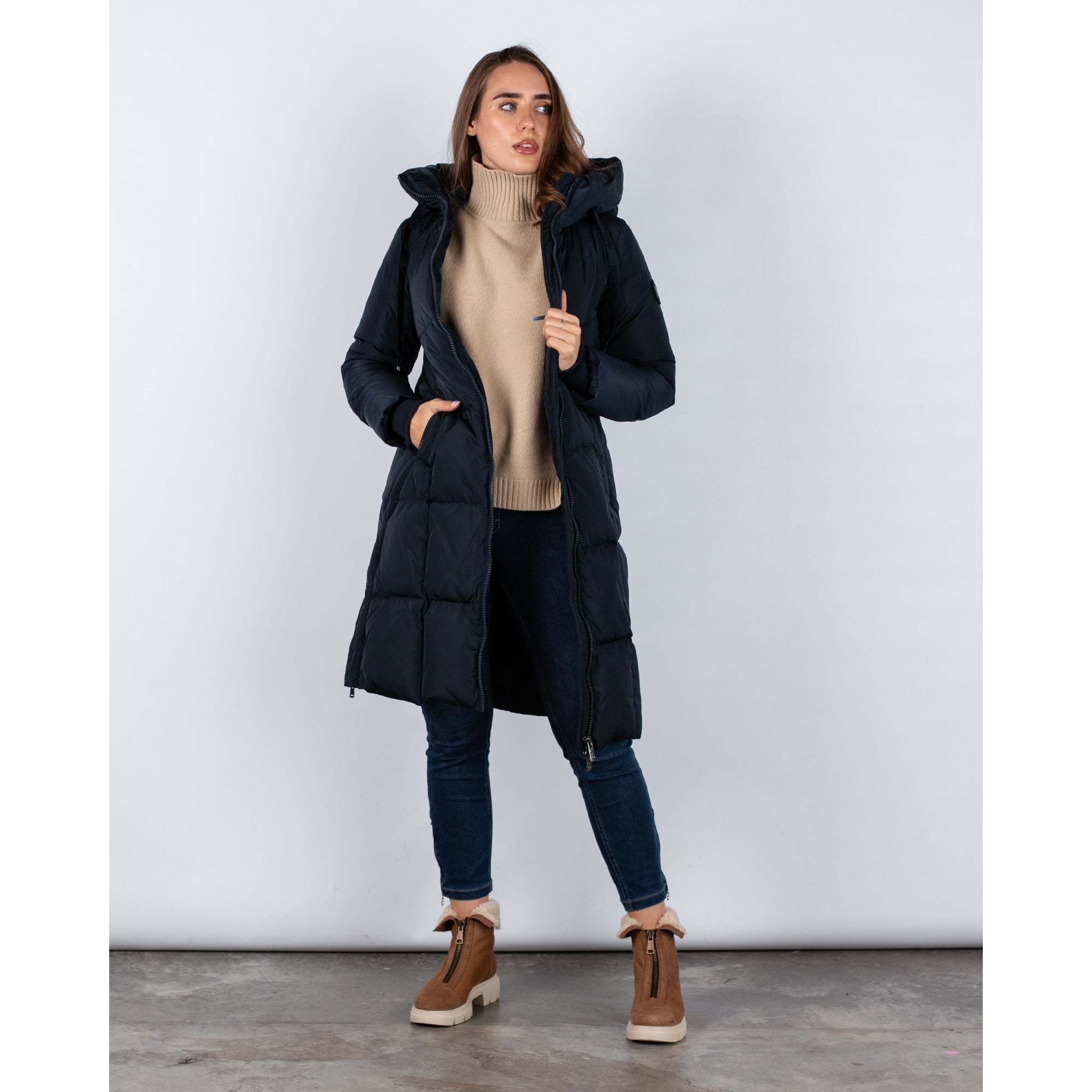 Mos Mosh Nova Classic Puffa Coat With Concealed Side Zip Navy