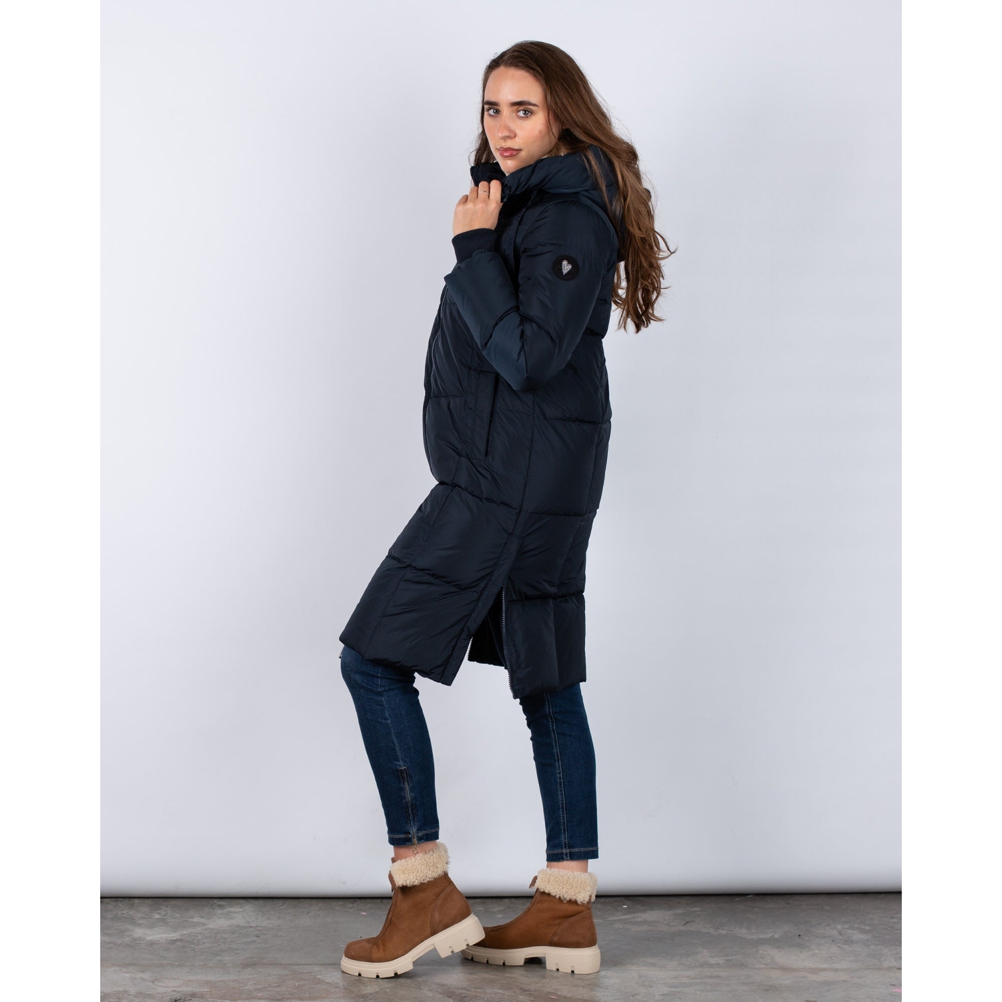 Mos Mosh Nova Classic Puffa Coat With Concealed Side Zip Navy