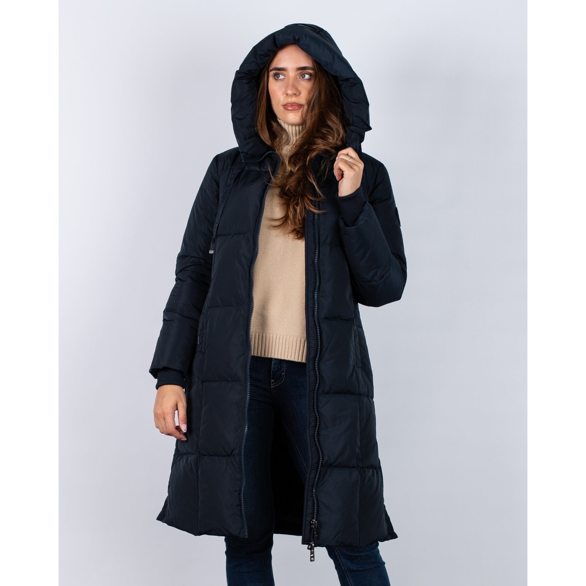 Mos Mosh Nova Classic Puffa Coat With Concealed Side Zip Navy