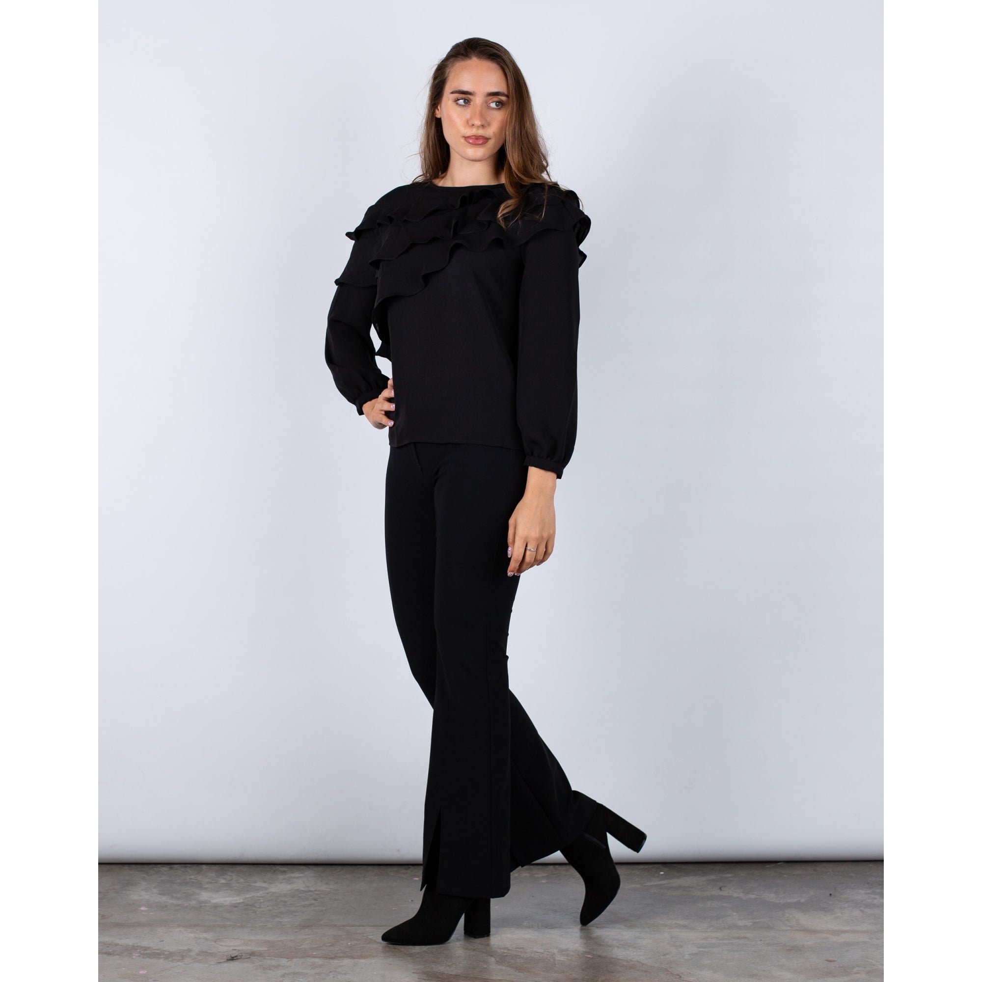 Marella Emme Lerici Asymmetric Frill Blouse Black