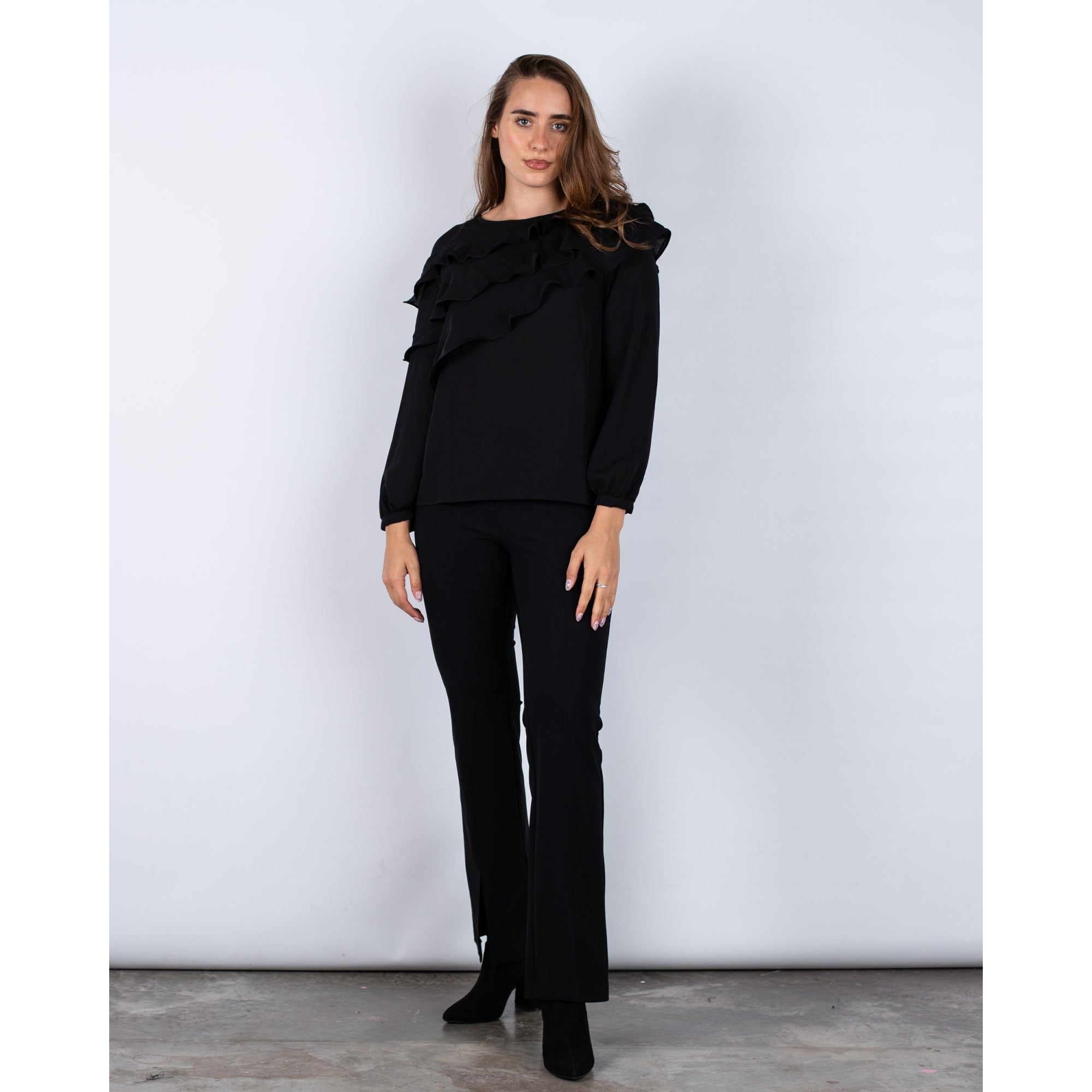 Marella Emme Lerici Asymmetric Frill Blouse Black