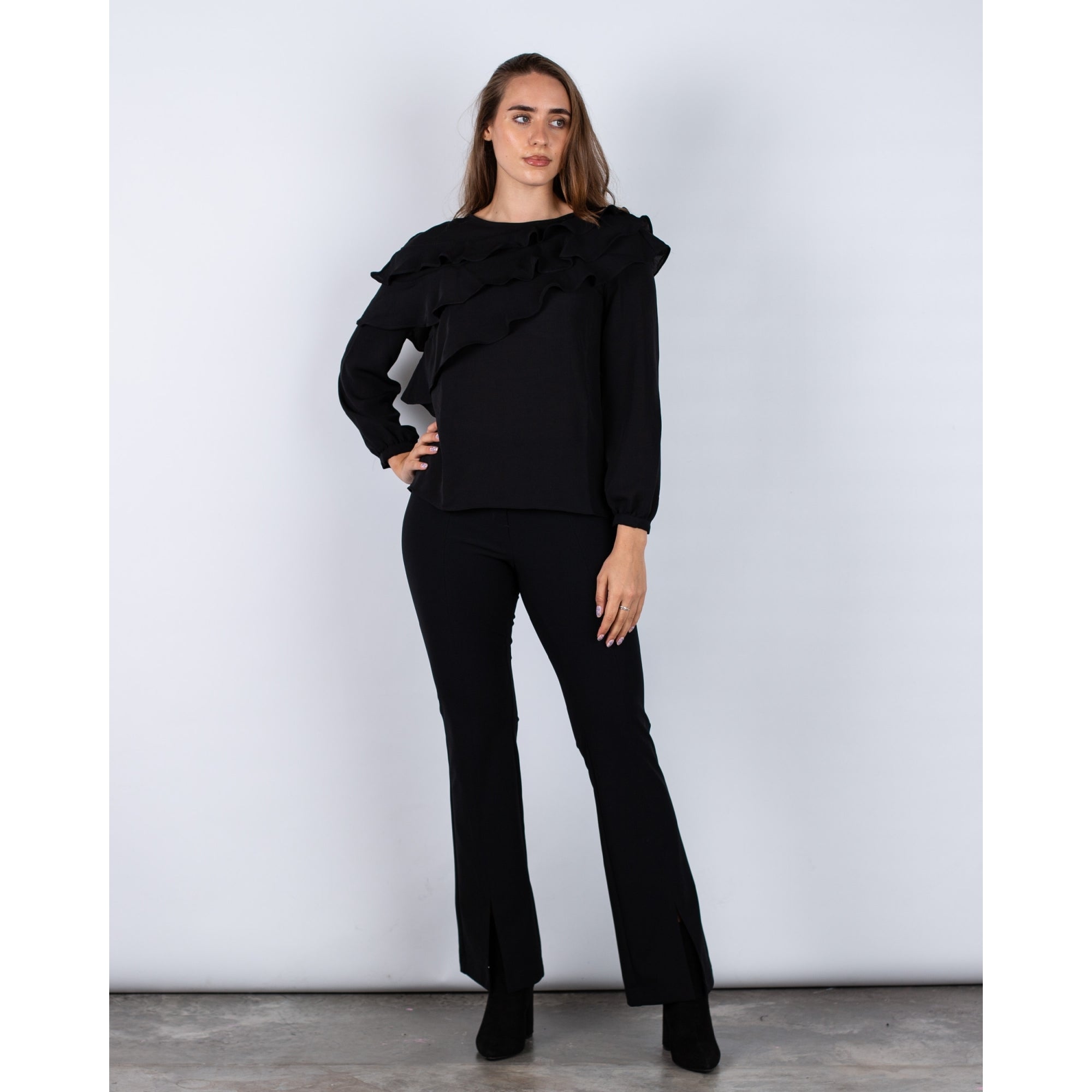 Marella Emme Lerici Asymmetric Frill Blouse Black