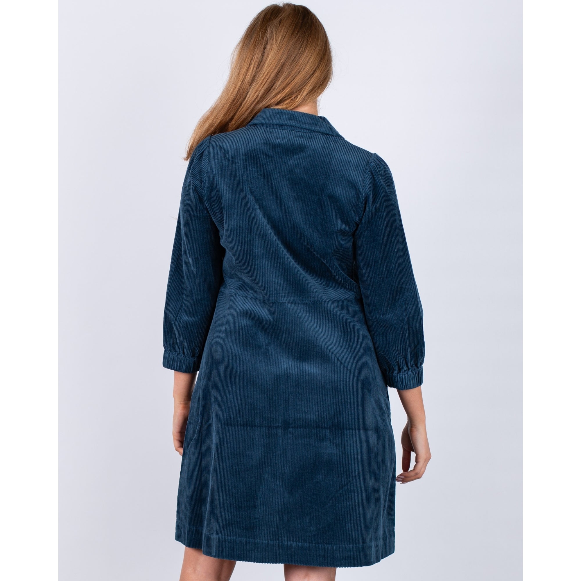 Part Two Eyvors Zip Down Long Sleeve Cord Shirt Dress (Longer) Ink