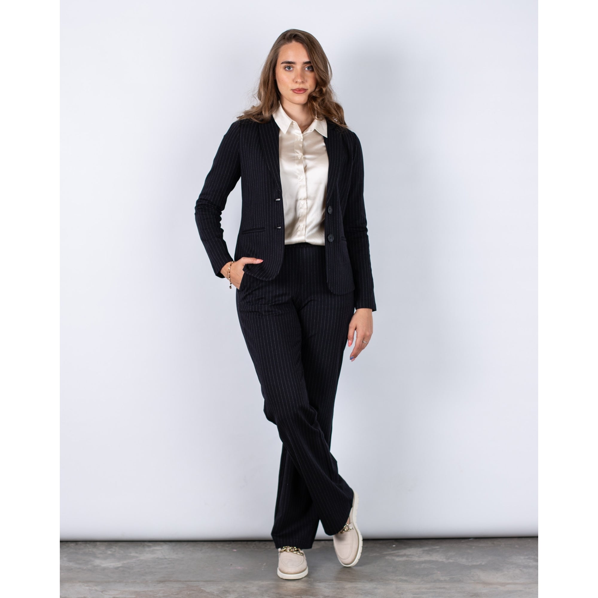 Red Button Punta Pinstripe Blazer Two Buttons Black