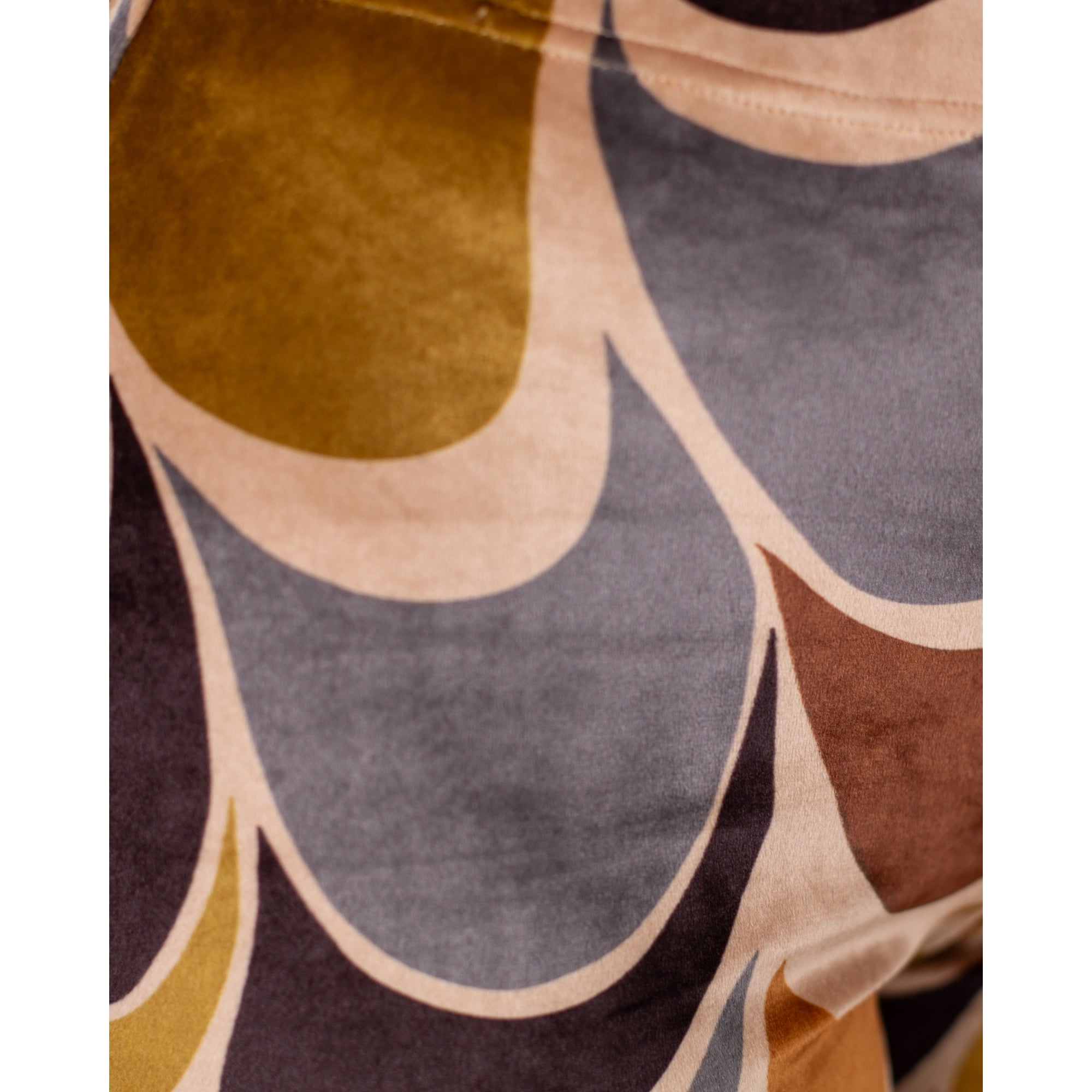 Ana Alcazar Pull On Retro Print Velvet Flared Trouser Mustard/brown