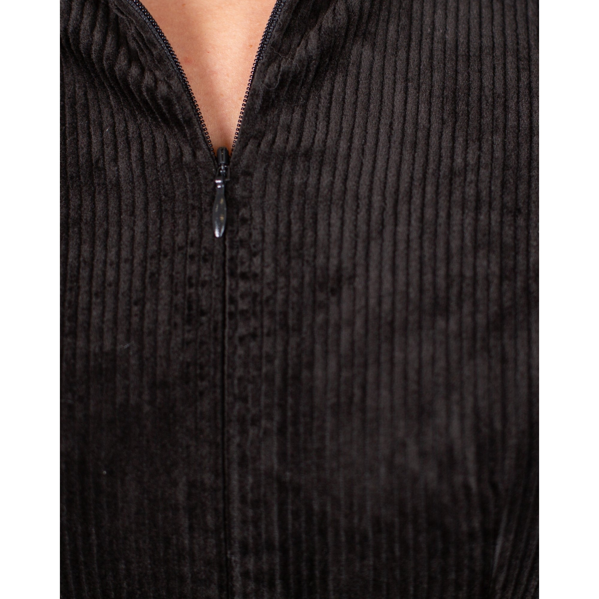 Part Two Lizell Zip Top Long Cord Shirt Dress With Split Front Black