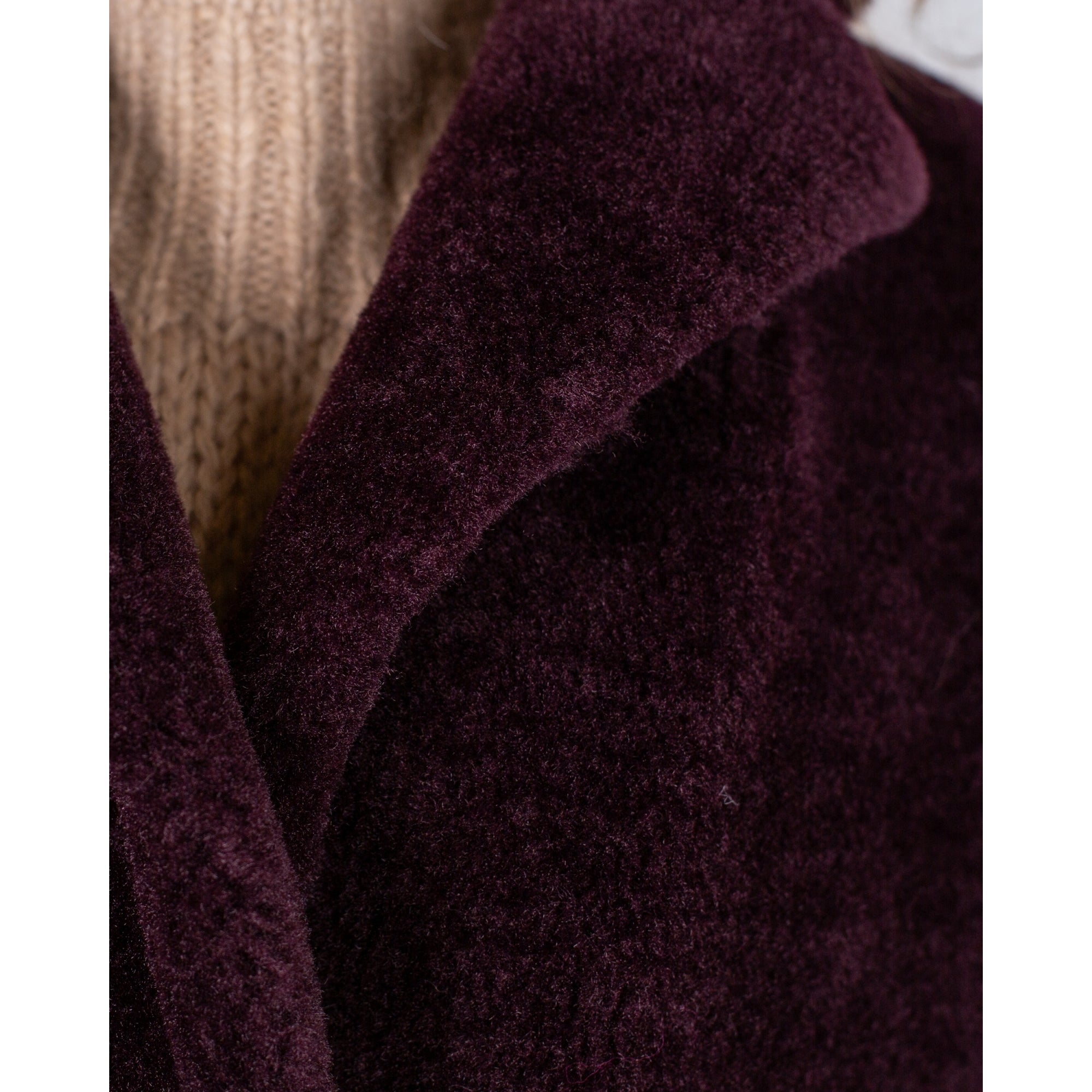 Luisa Cerano Supersoft Teddy Long Line Coat Aubergine
