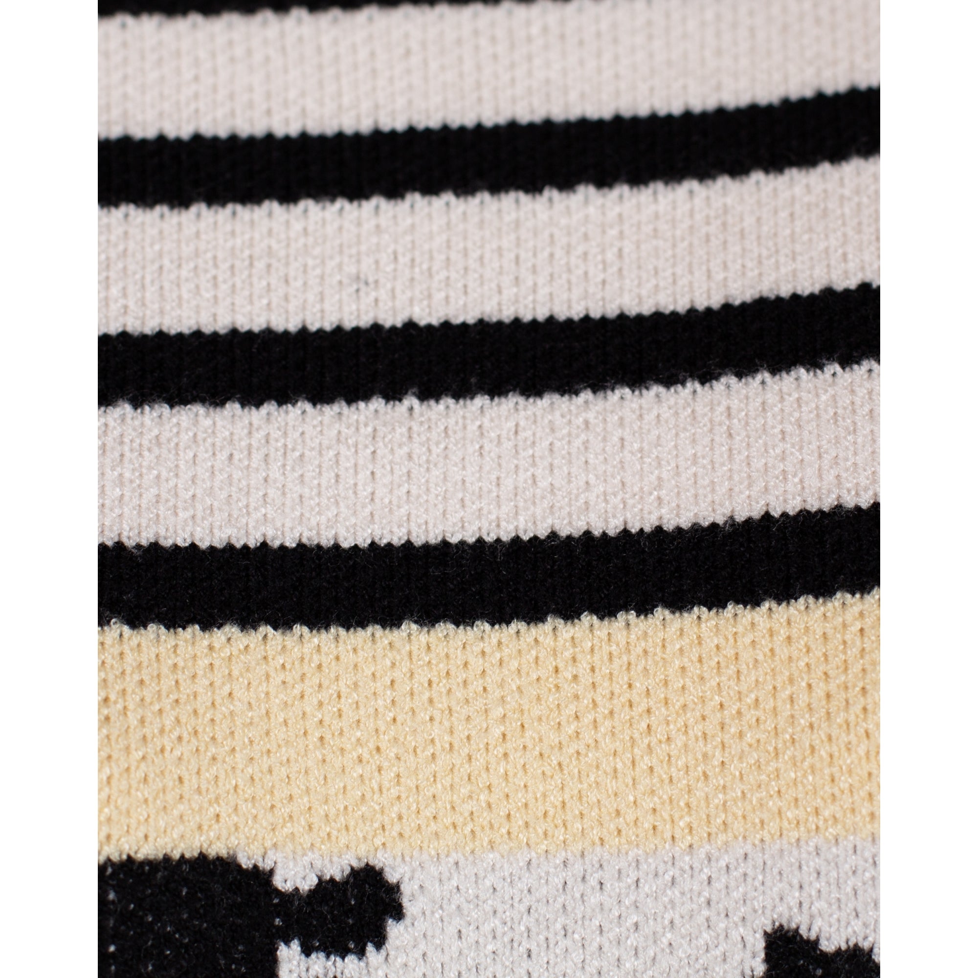 Oui Funnel Neck Stripe & Leopard Print Jumper Cream/black