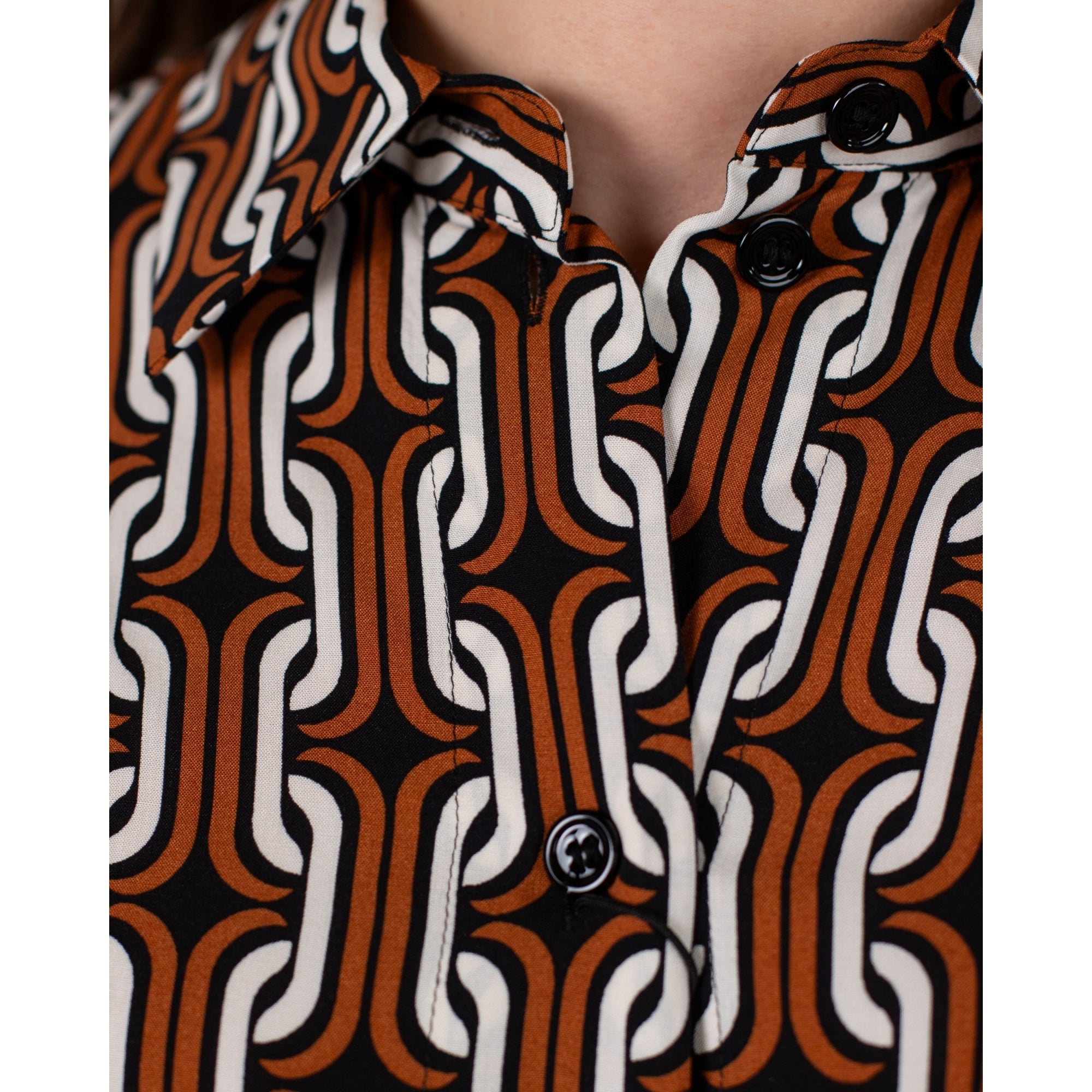 Seidensticker Chain Print Shirt Dress Cinnamon/black