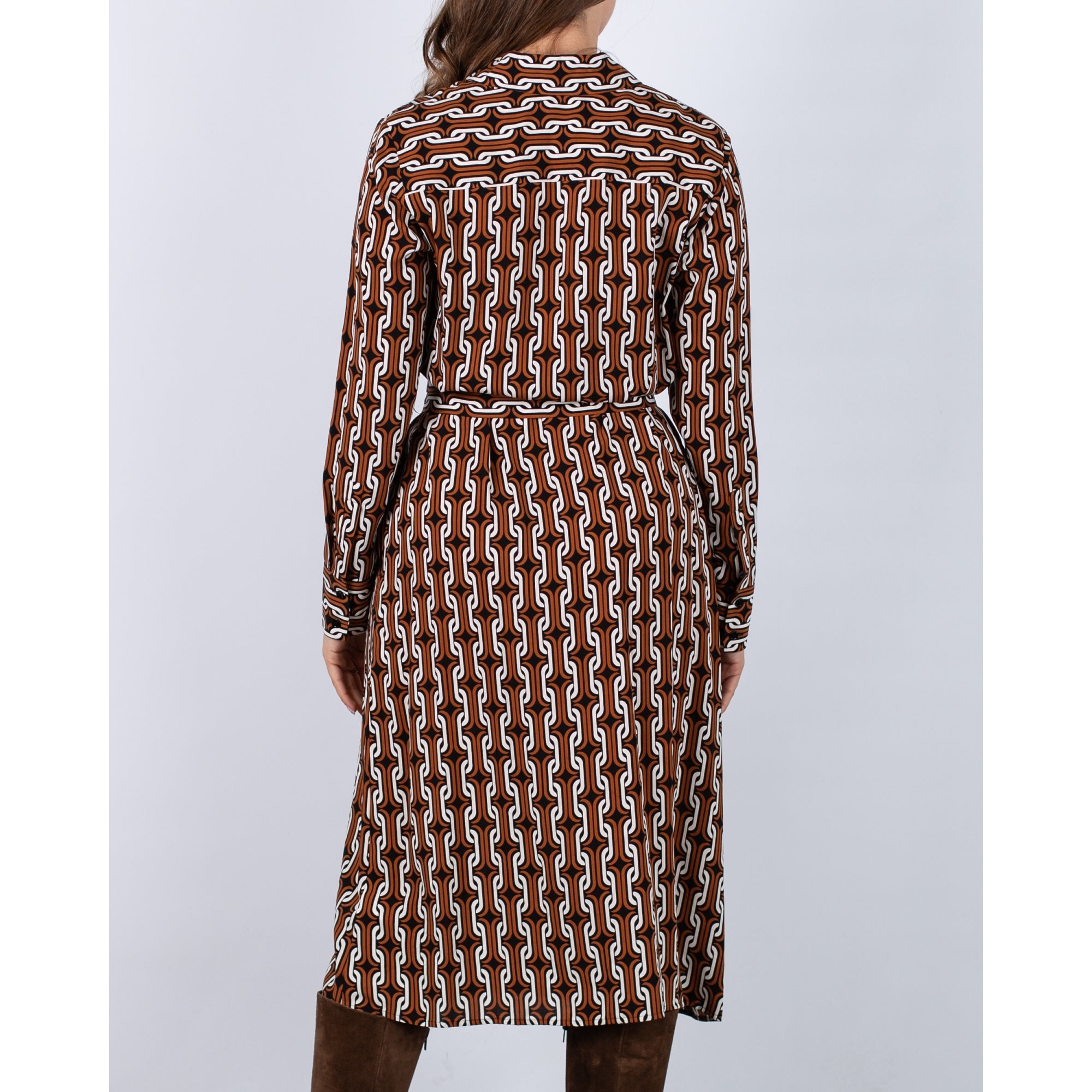 Seidensticker Chain Print Shirt Dress Cinnamon/black