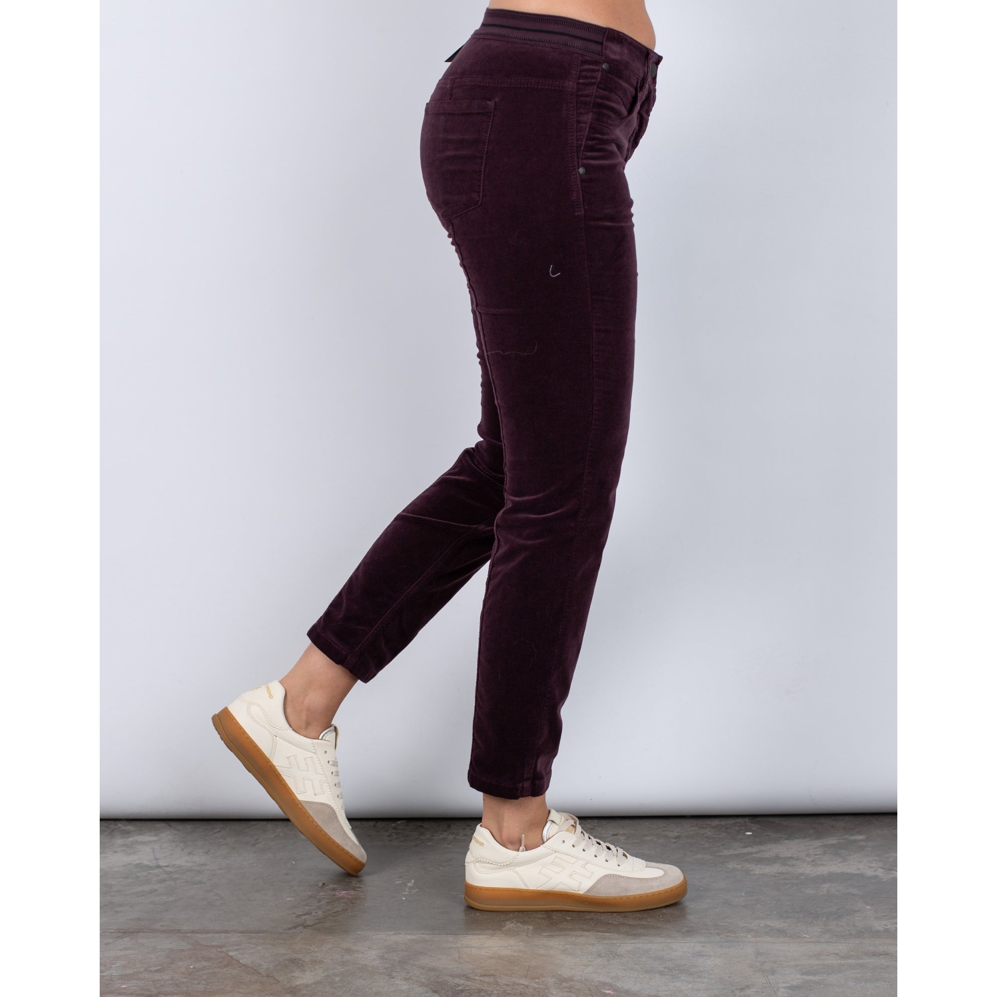 Luisa Cerano Elastic Back Velvet Jean Aubergine
