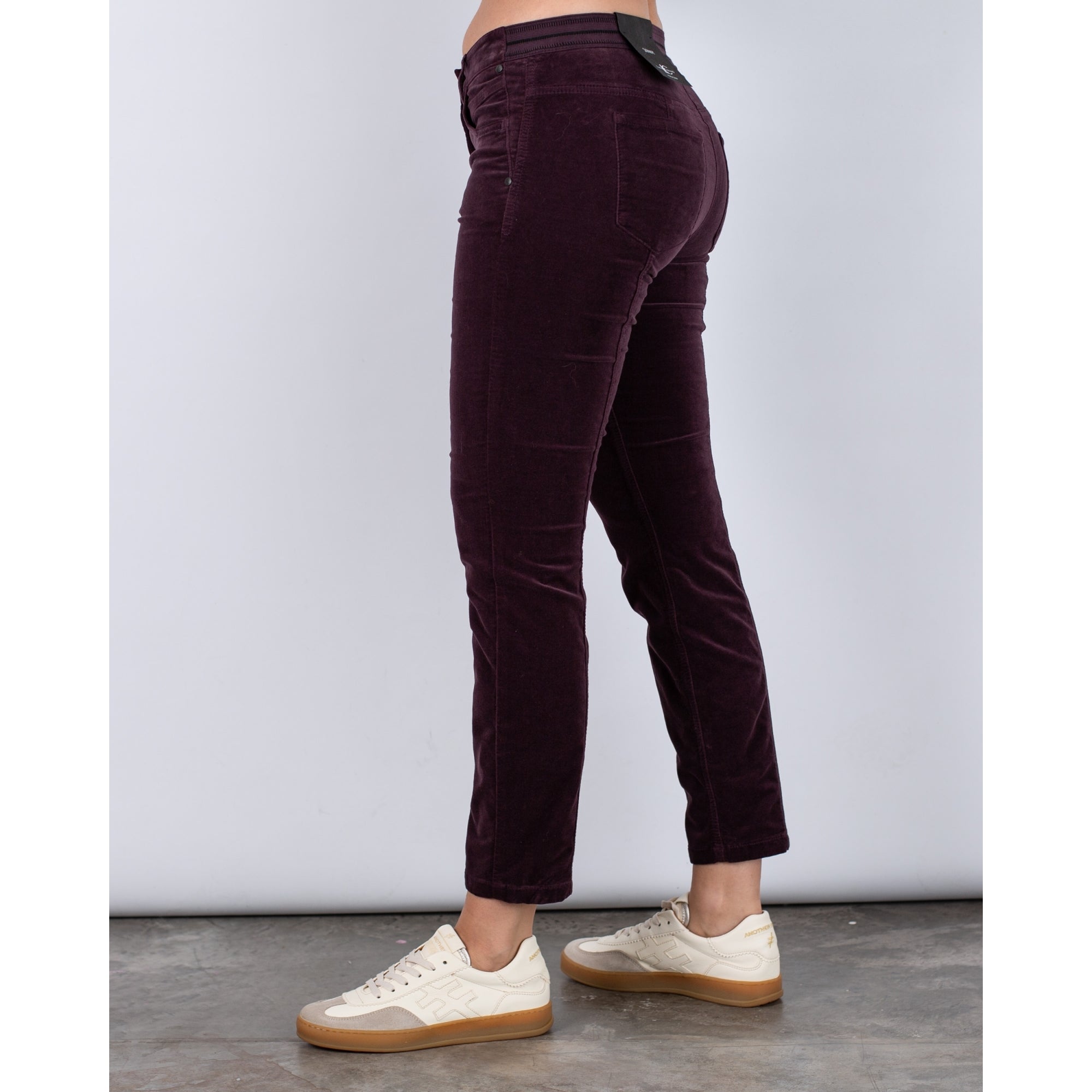 Luisa Cerano Elastic Back Velvet Jean Aubergine
