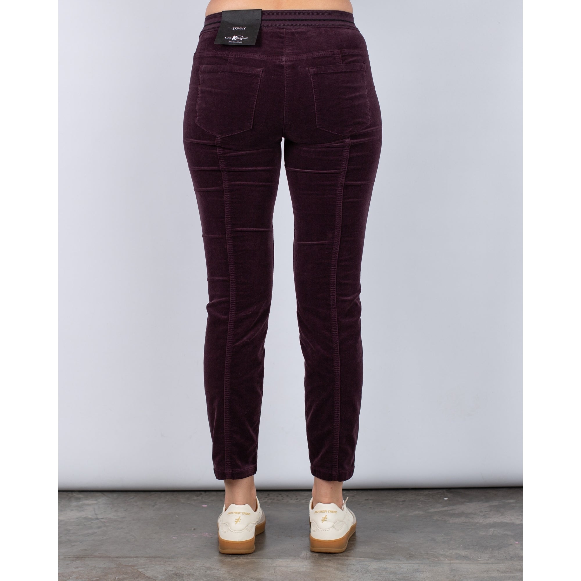 Luisa Cerano Elastic Back Velvet Jean Aubergine