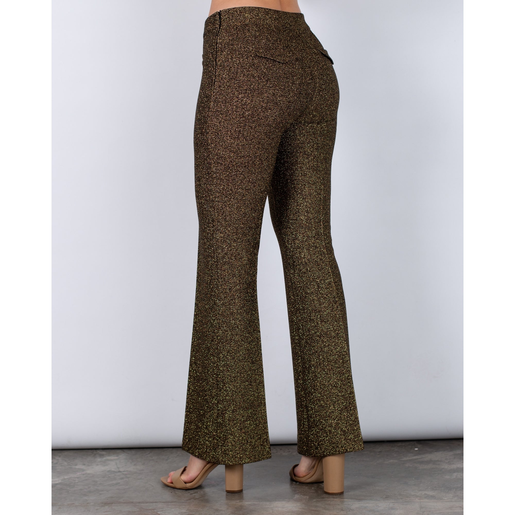 Luisa Cerano Lurex Pull On Bootcut Trouser Gold