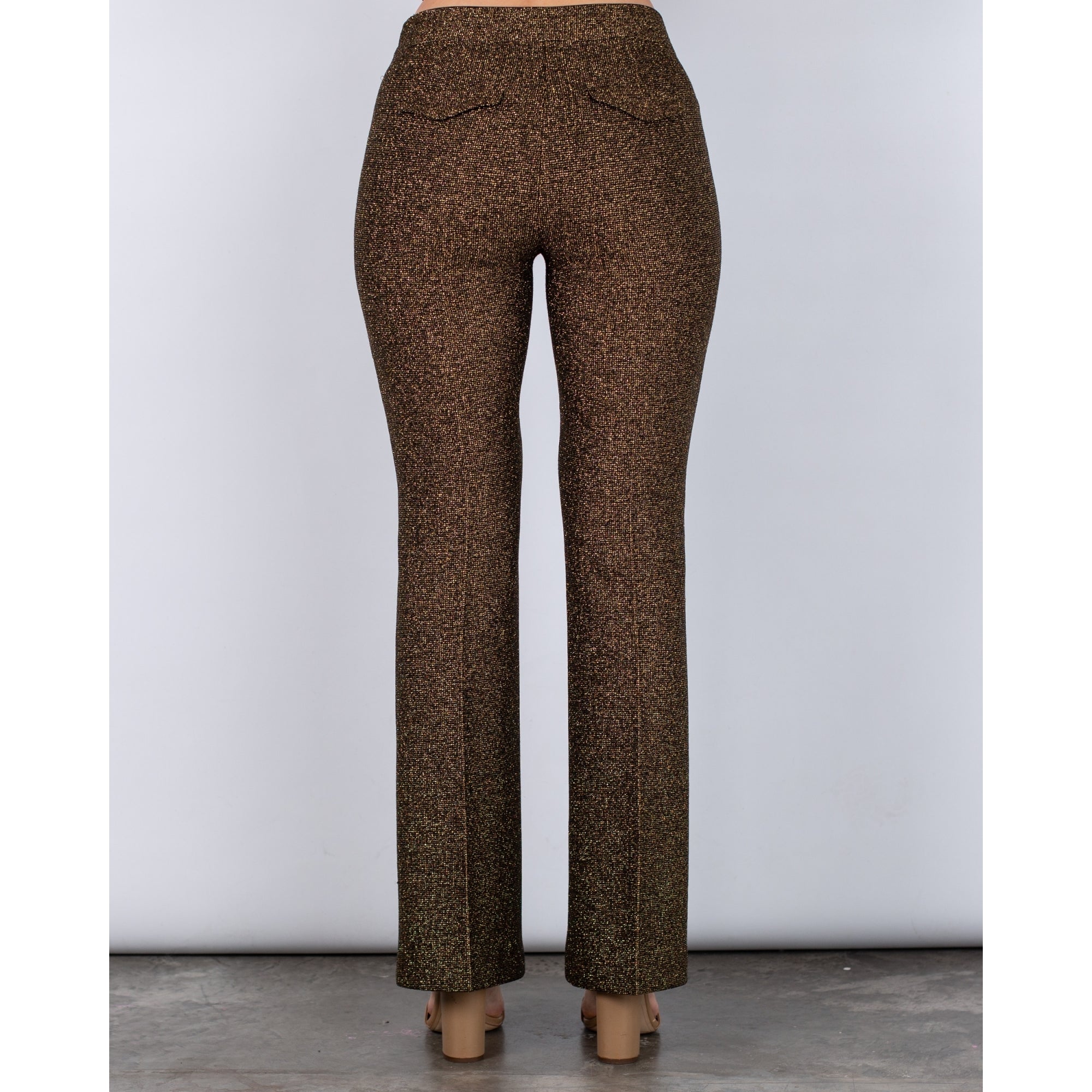 Luisa Cerano Lurex Pull On Bootcut Trouser Gold