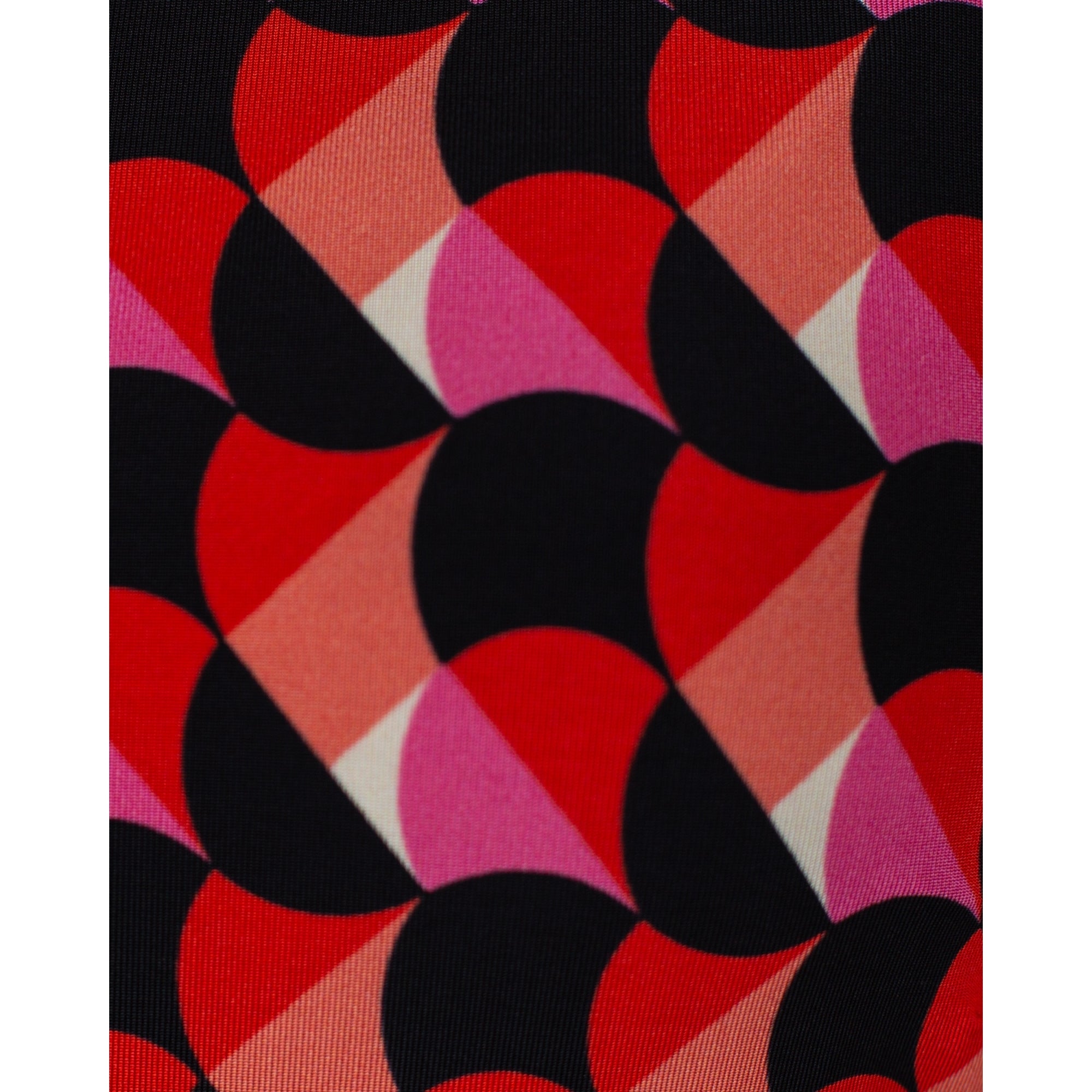 Ana Alcazar Retro Print Round Neck Flute Sleeve Dress Pink/black