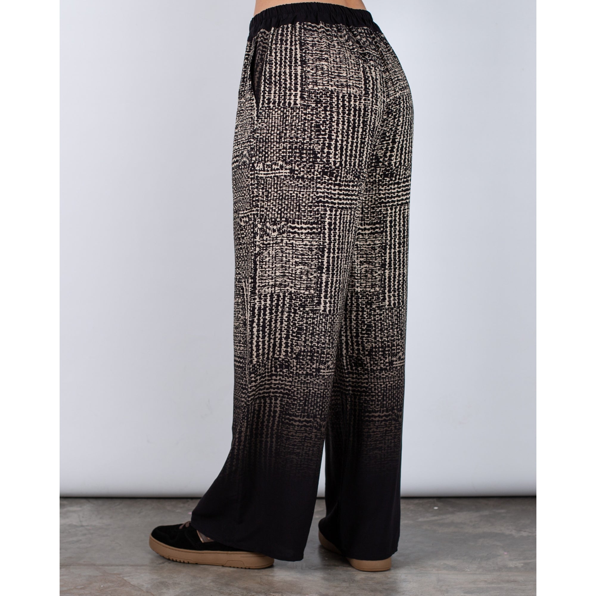 Marta Nero Faded Wide Leg Pull On Trouser Black/ecru