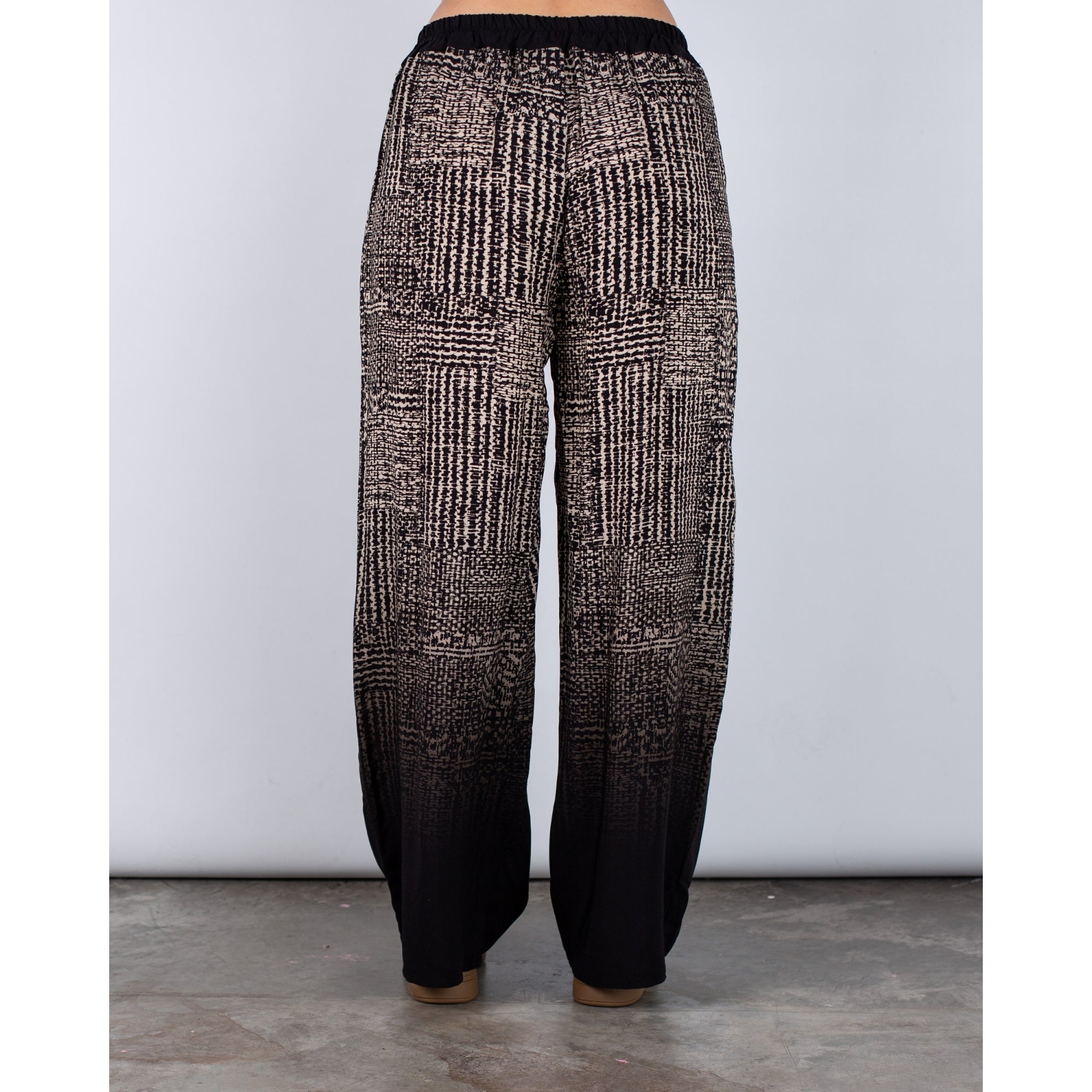 Marta Nero Faded Wide Leg Pull On Trouser Black/ecru