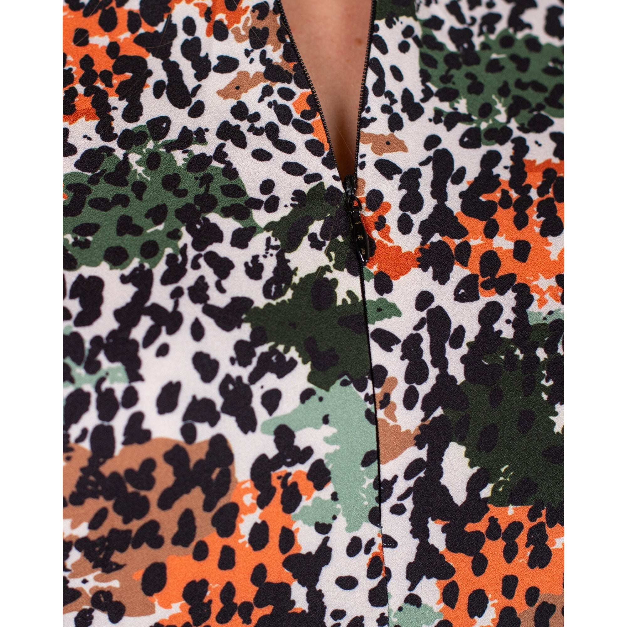 Alice Collins Skylar Zip Up Nehru Collar Animal Print A Line Dress Multi