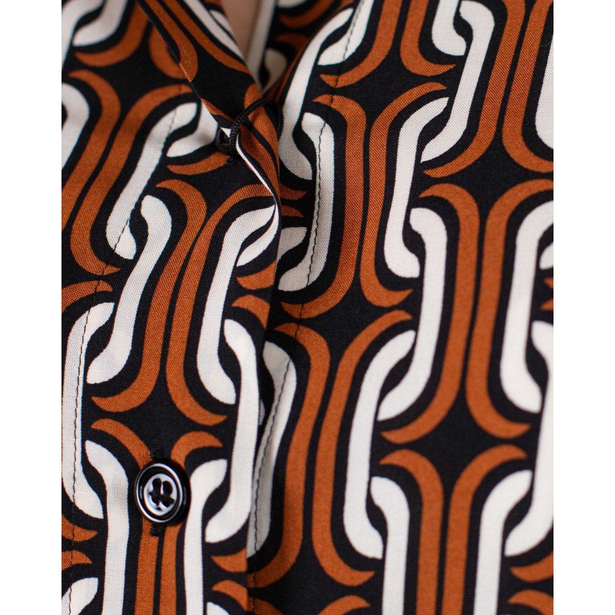 Seidensticker Chain Print Button Down Shirt Cinnamon/black