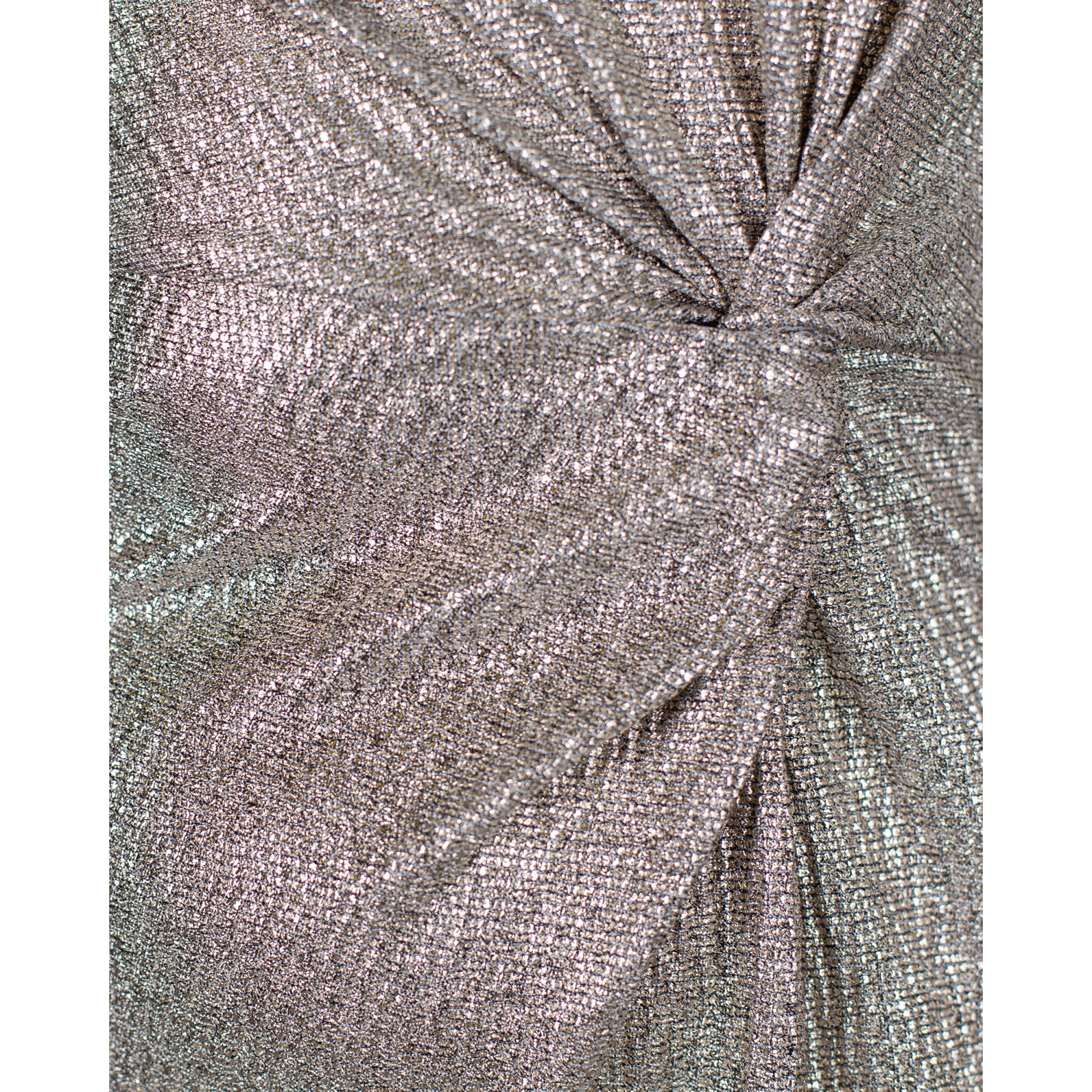 Oui Metallic Fitted Dress With Ruched Knot Side Champagne