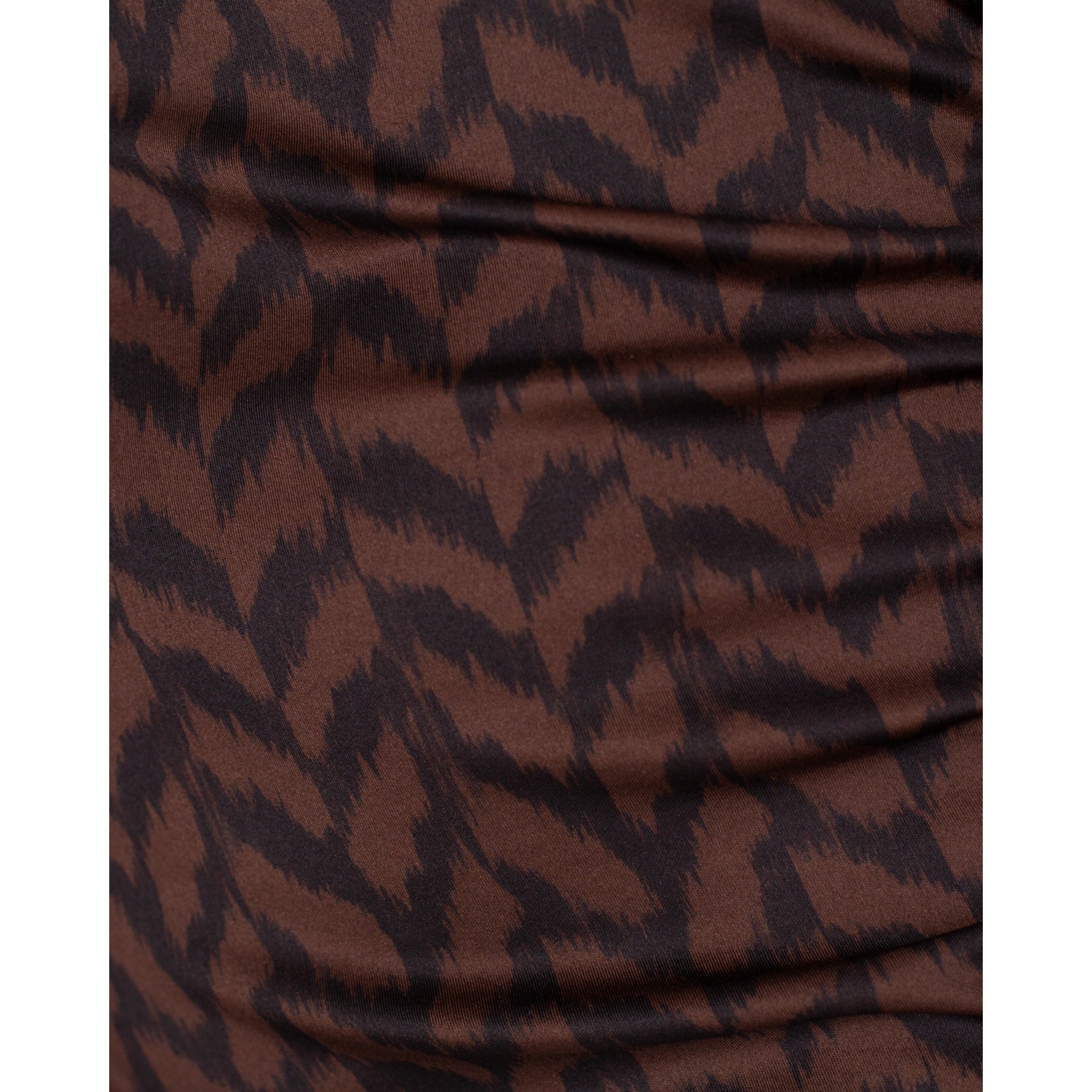 Marc Cain Zigzag Neoprene Ruched Side Fitted Dress Brown/black