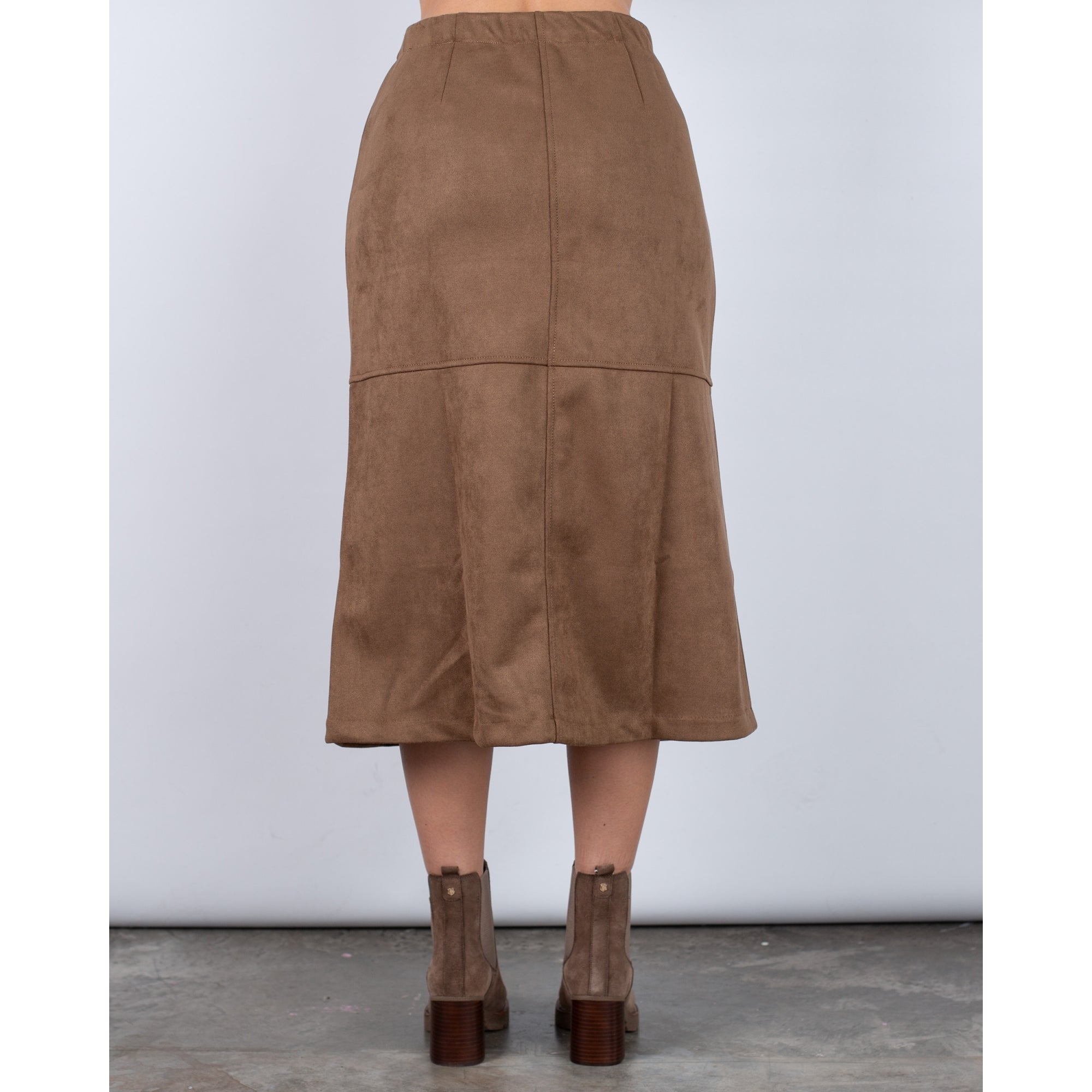 Uchuu Faux Suede A Line Pull On Skirt Brown