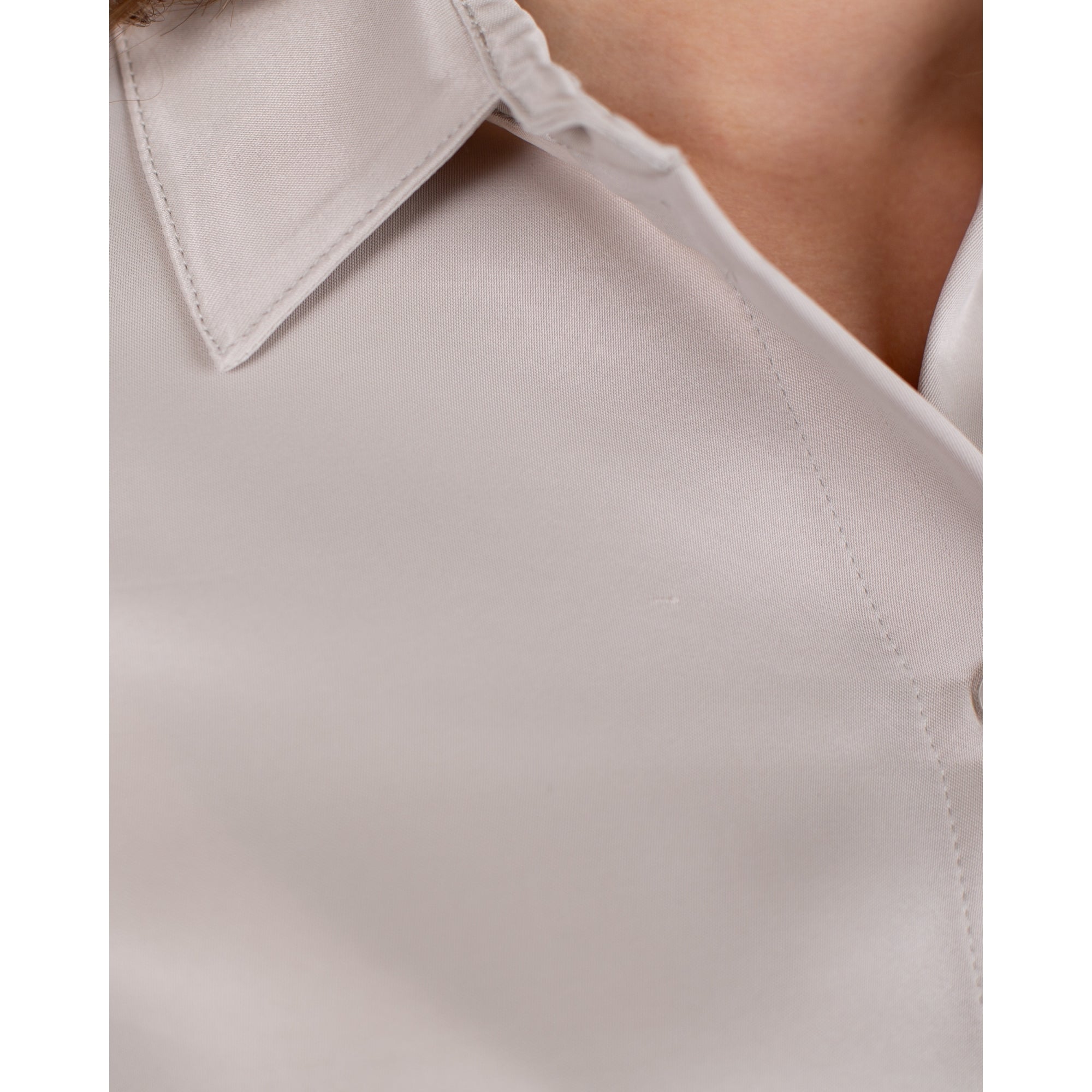 Oui Satin Finish Blouse With Shirt Collar Oyster