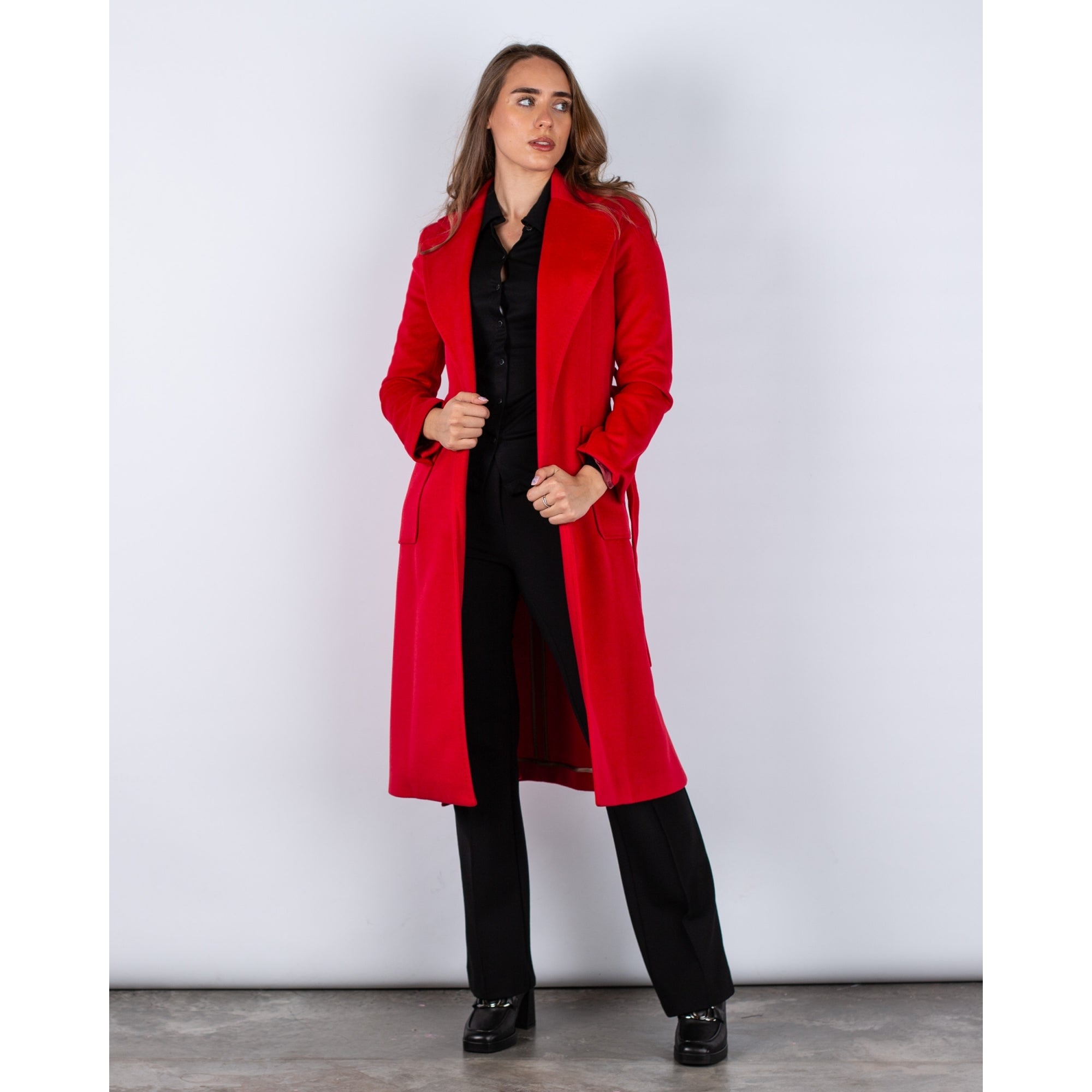 Bariloche Nora B Belted Patch Pocket Coat Red