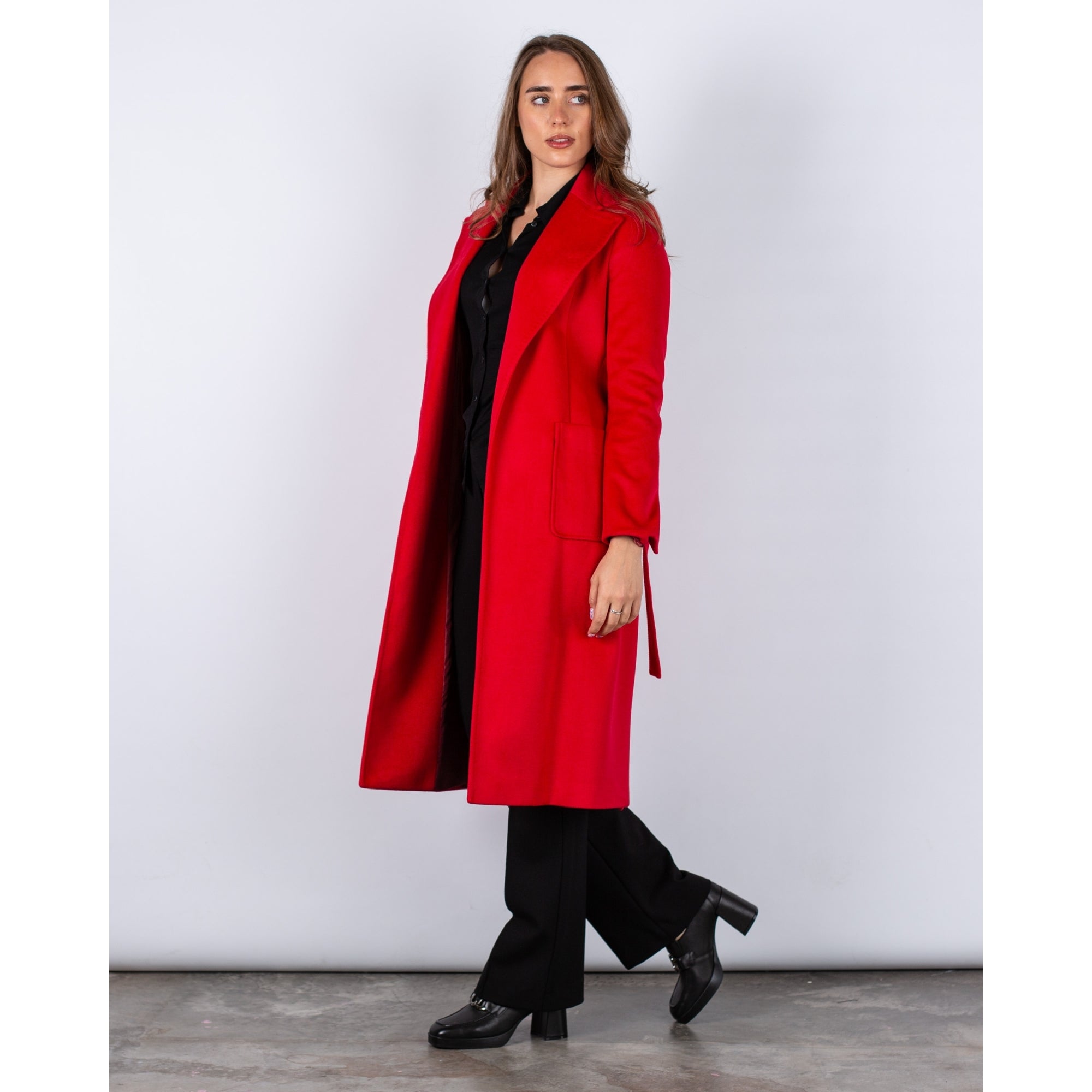 Bariloche Nora B Belted Patch Pocket Coat Red