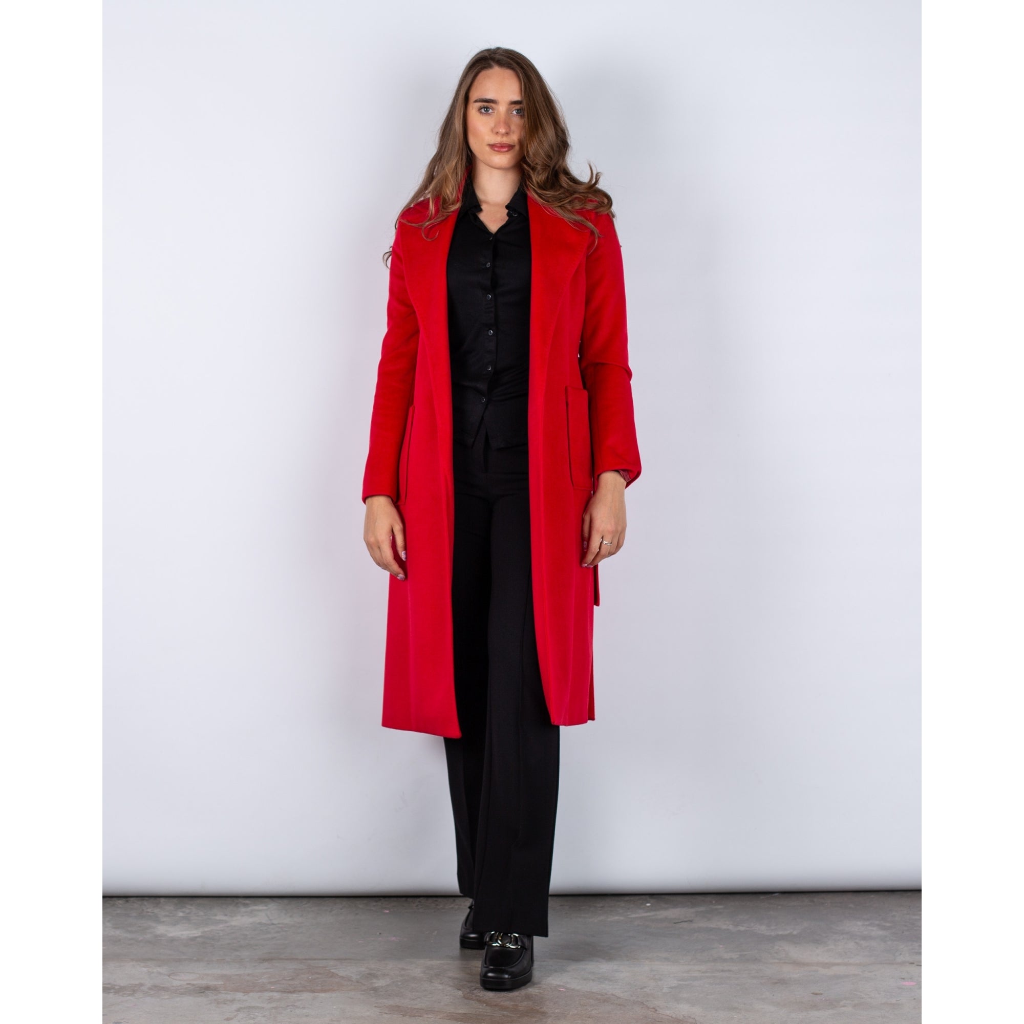 Bariloche Nora B Belted Patch Pocket Coat Red