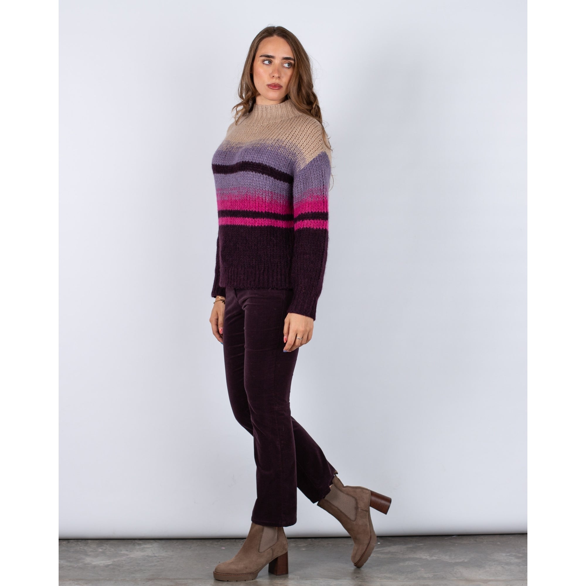 Luisa Cerano Kick Flare Velvet Jean Aubergine