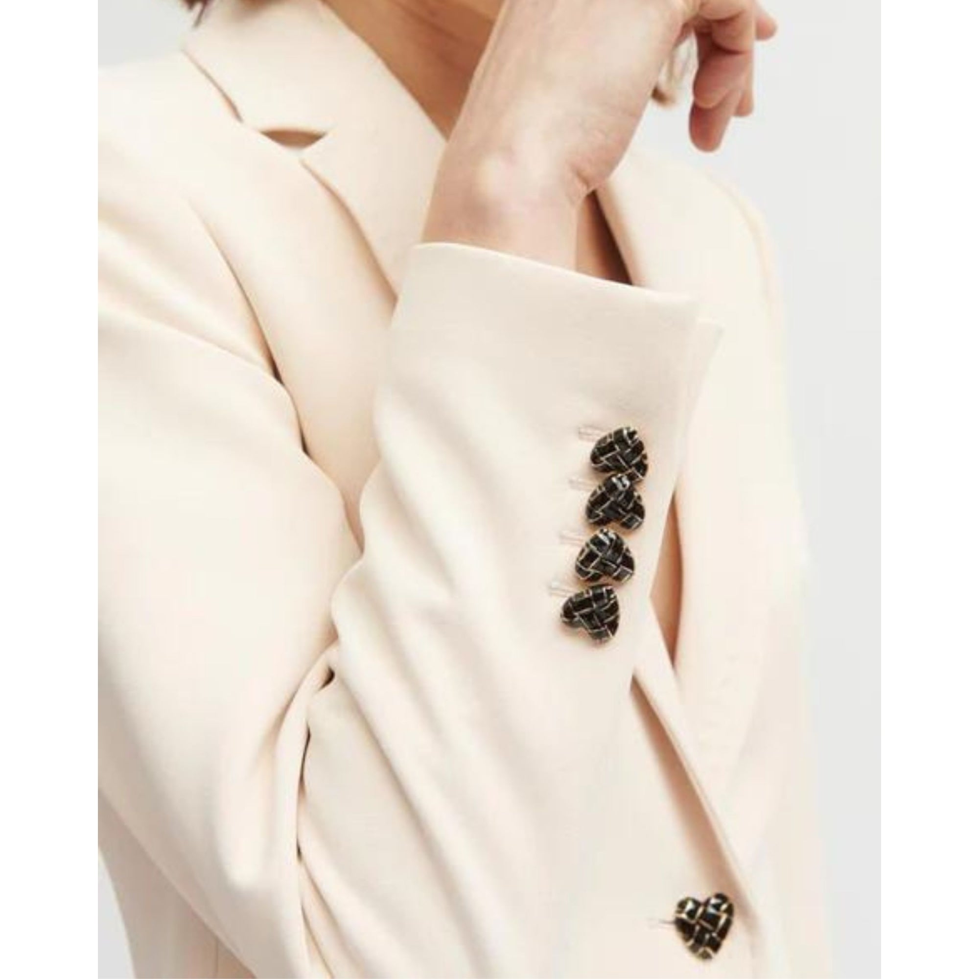 Bariloche Africa Plain Stitched Trim Blazer With Heart Buttons Cream