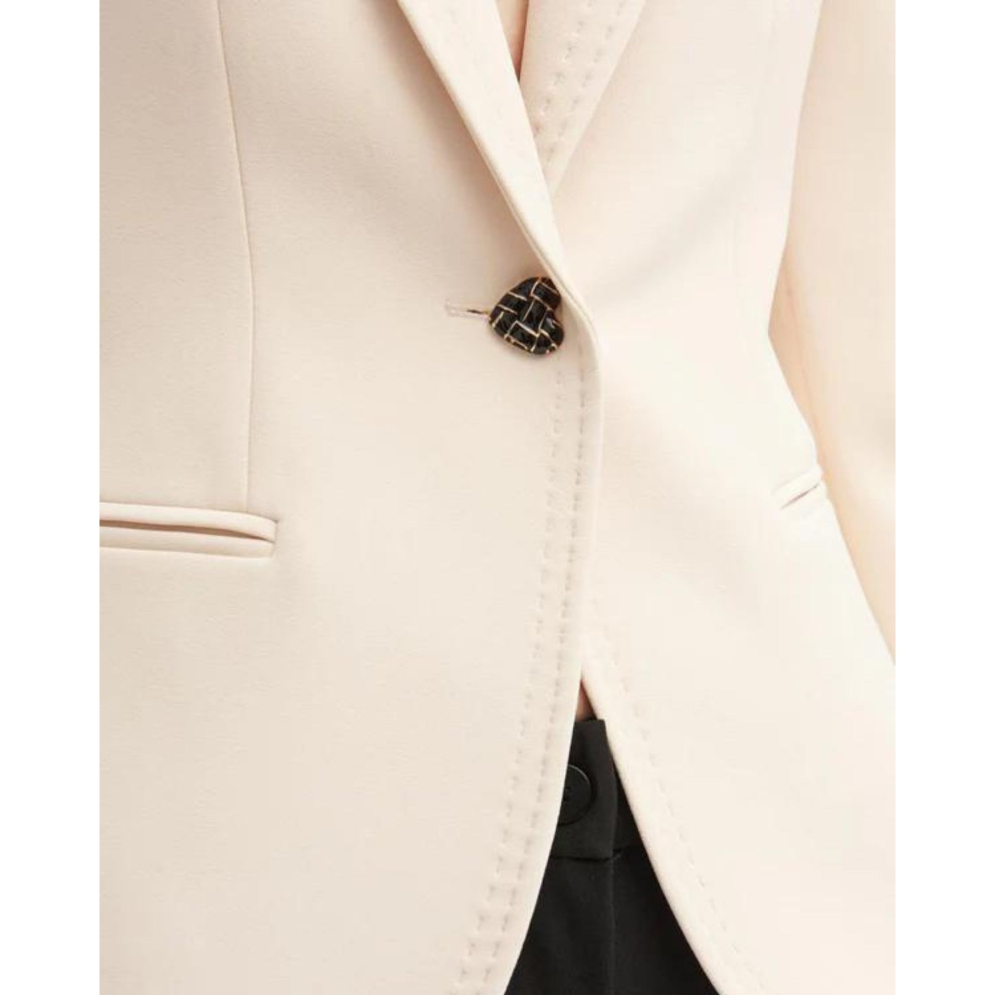 Bariloche Africa Plain Stitched Trim Blazer With Heart Buttons Cream