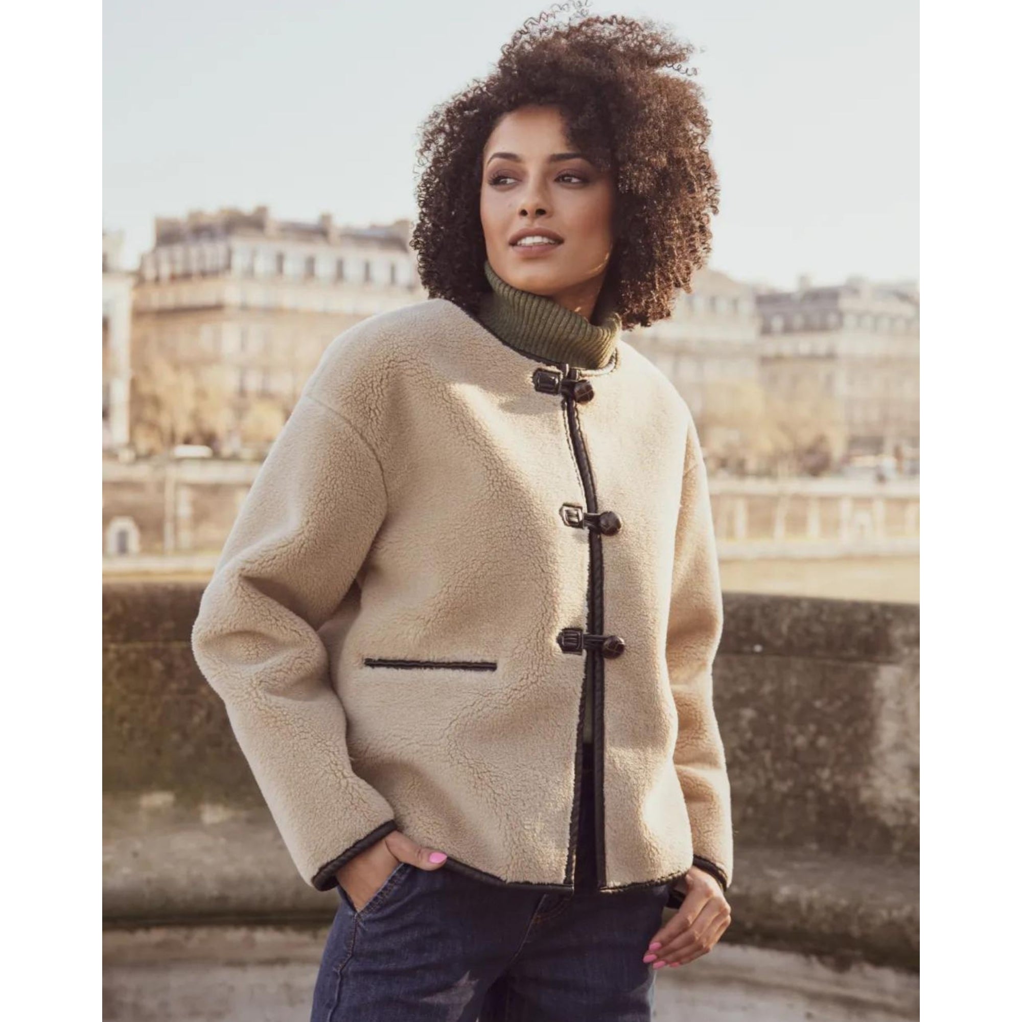 Sunny Studio Livia Faux Teddy Fur Outdoor Jacket Natural