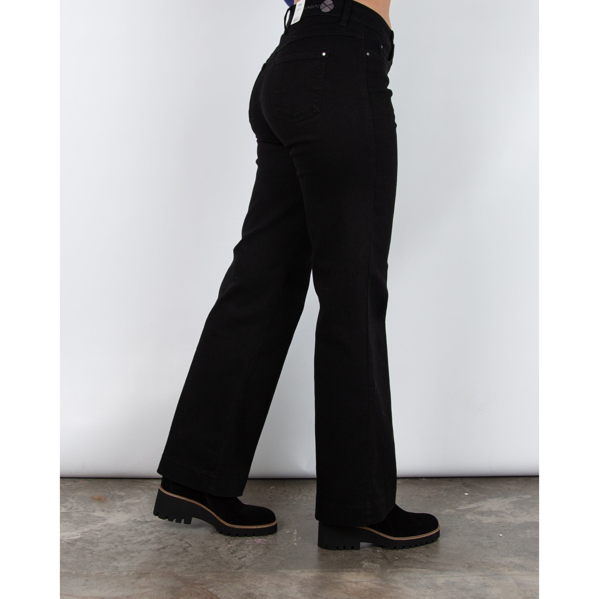 Mac Dream Wide Leg Flared Denim Jean Black D999 30L