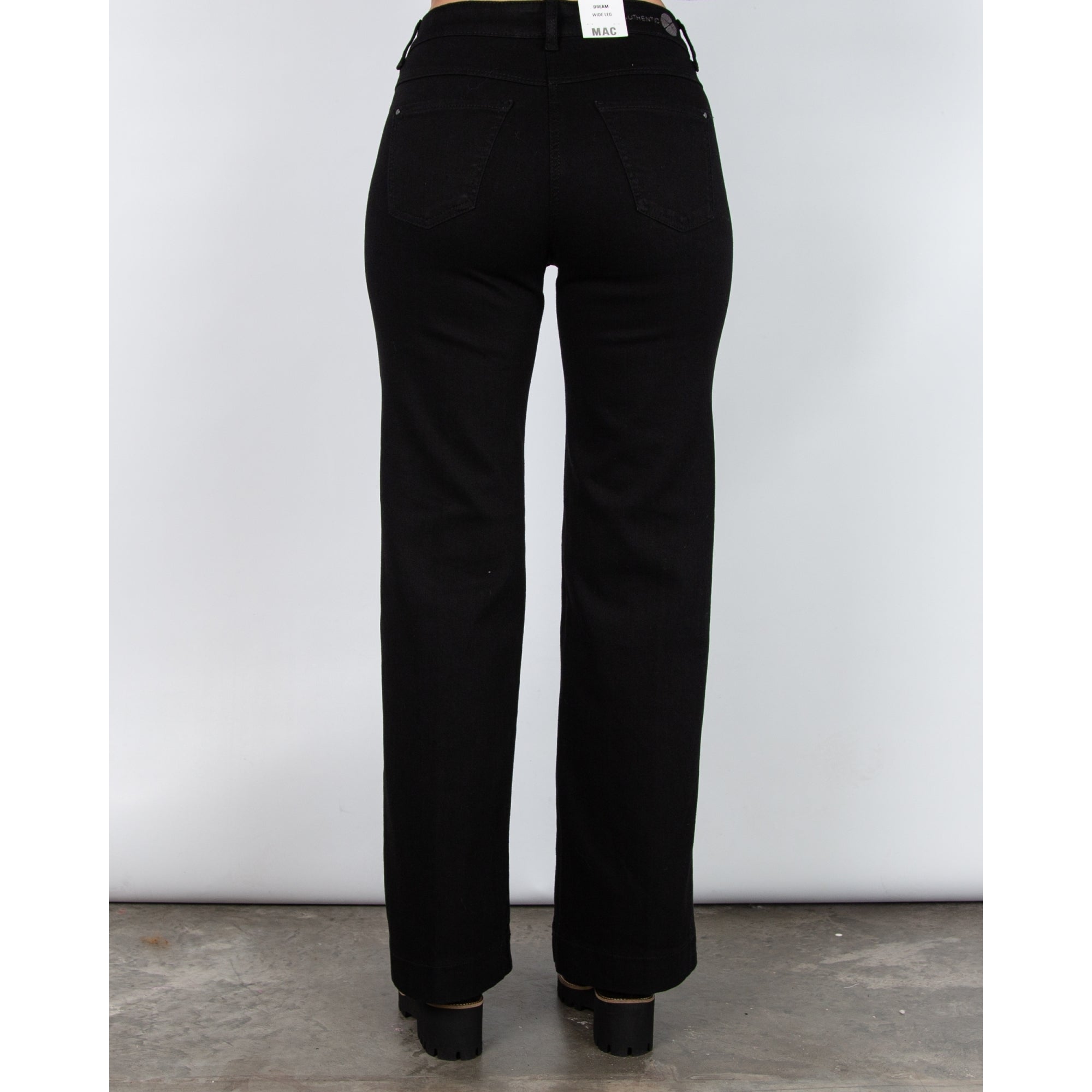 Mac Dream Wide Leg Flared Denim Jean Black D999 30L