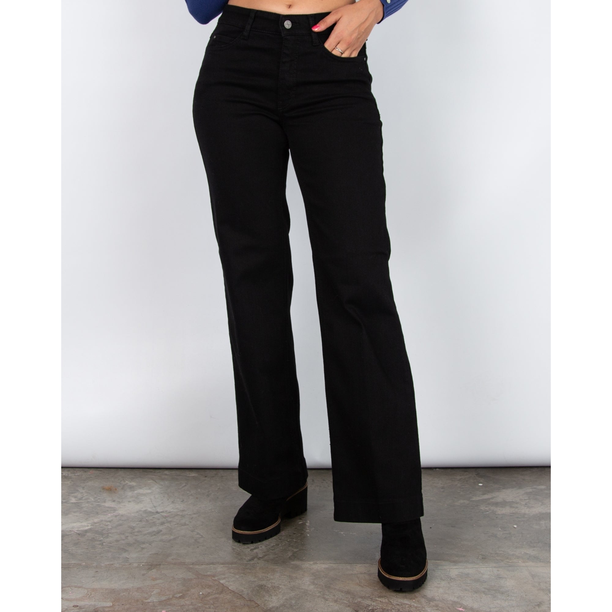 Mac Dream Wide Leg Flared Denim Jean Black D999 32L