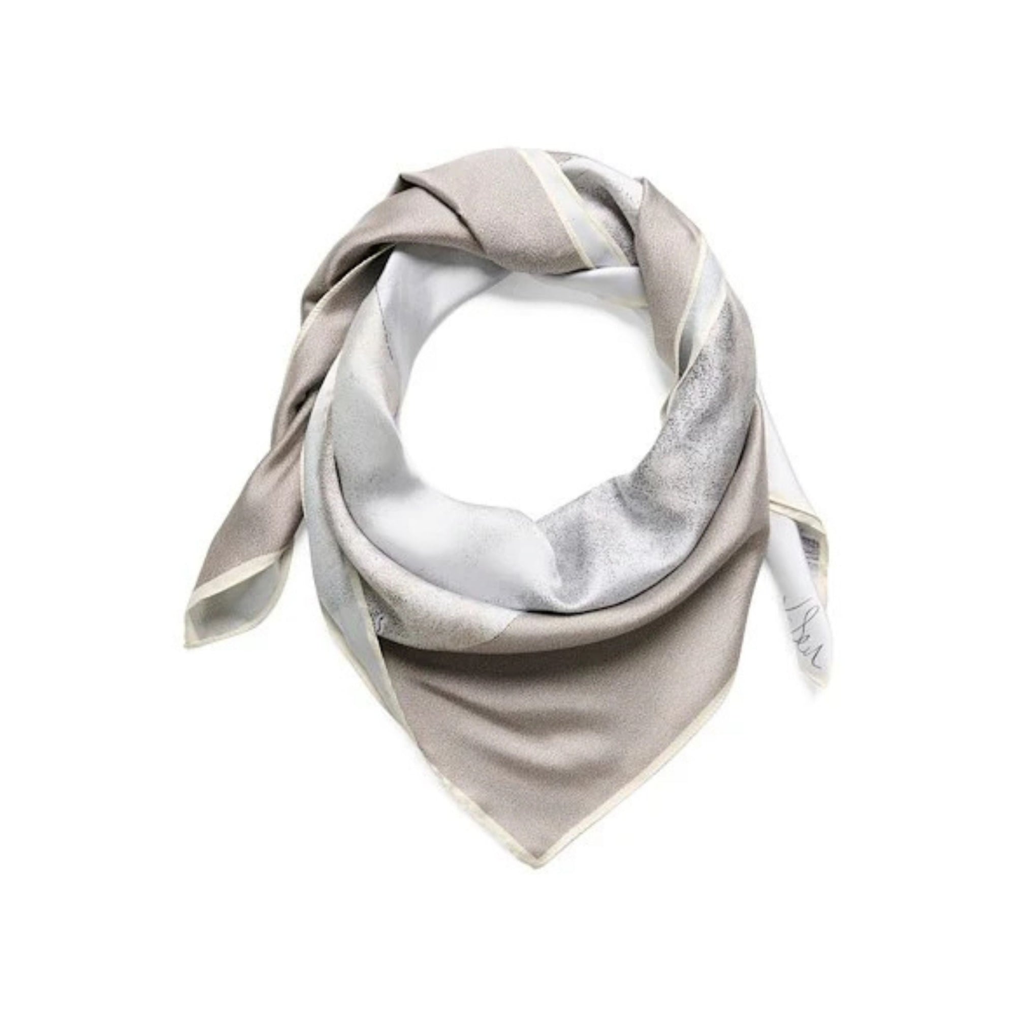 Part Two Monja Mottled Large Square Silky Scarf Silver/Khaki