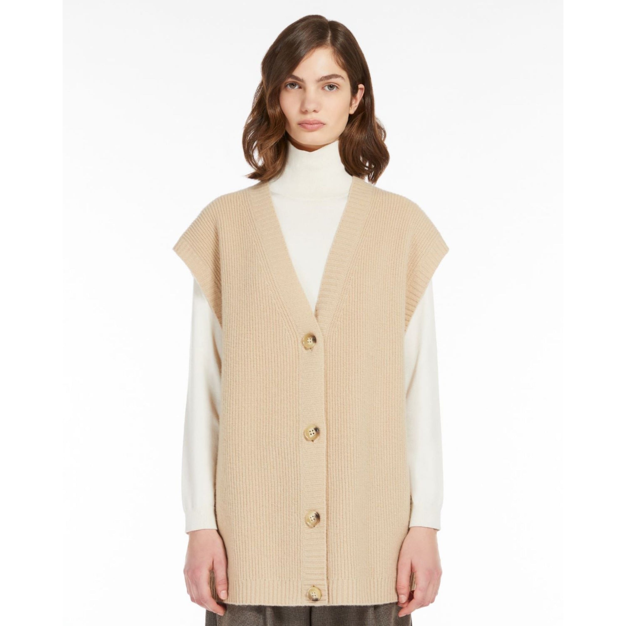 Weekend By Maxmara Pesco Long Line Short Sleeve Ribbed Tunic Sand