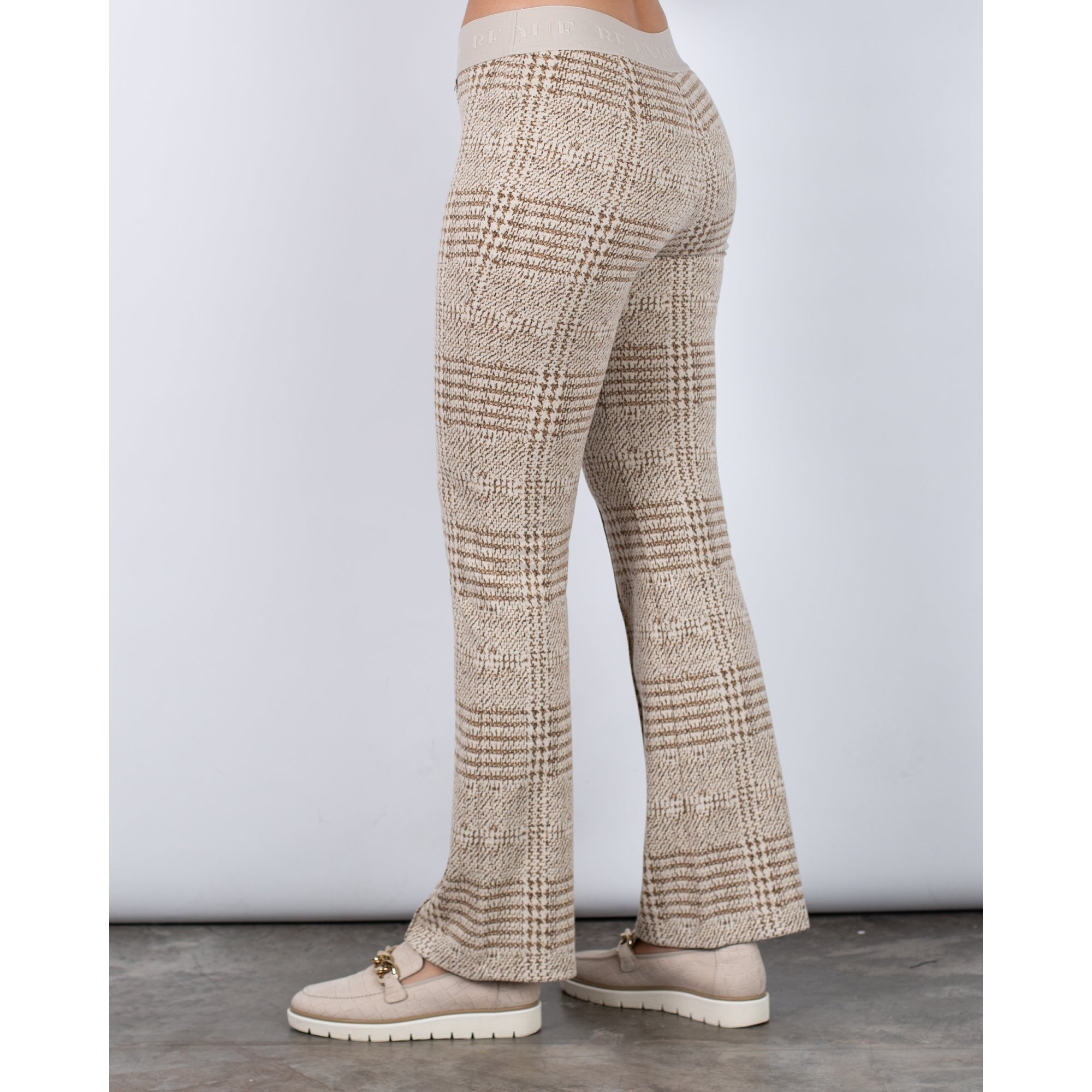 Robell Joella Pull On Houndstooth Smart Trouser Cream/camel