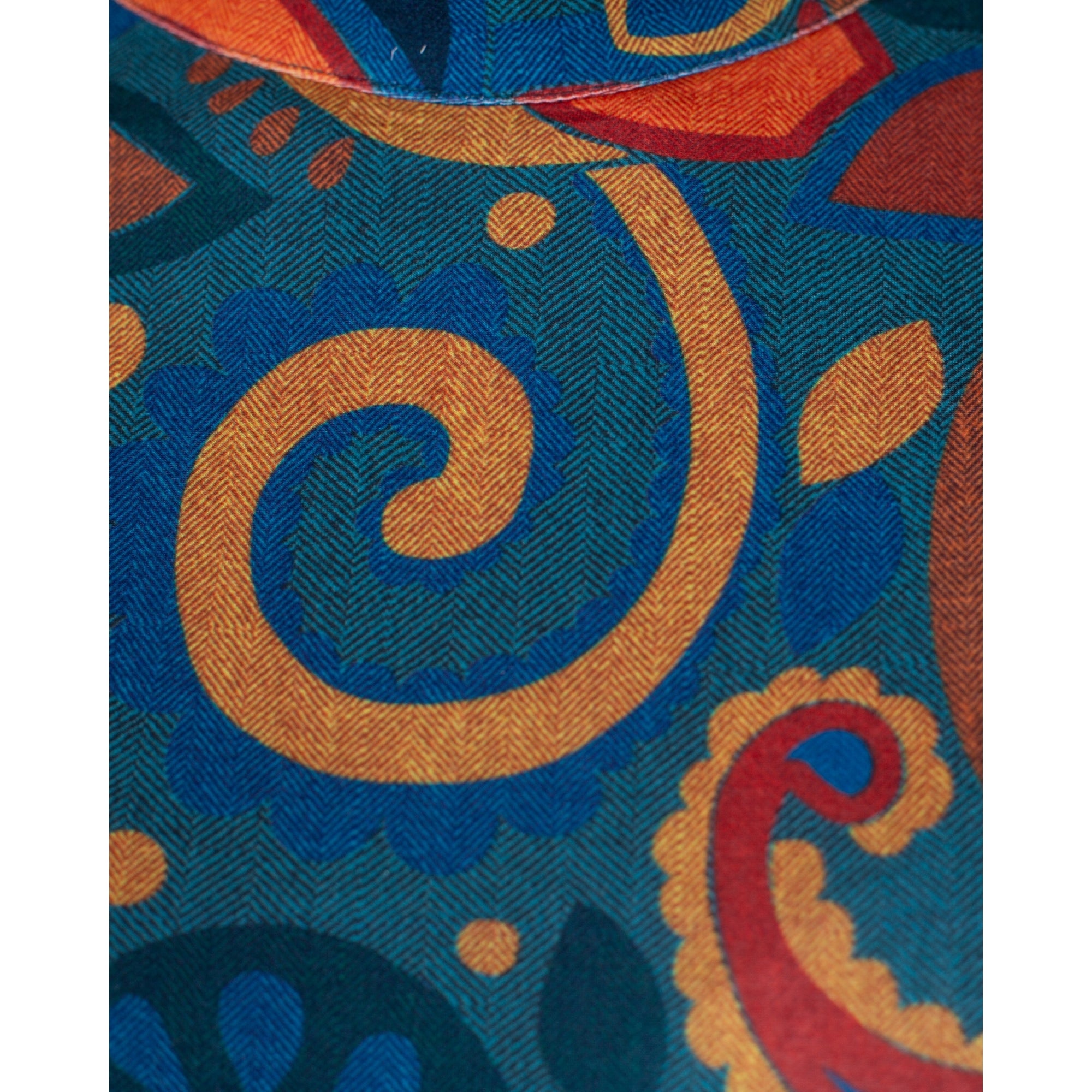 Tinta Style Sagrario Thick Jersey High Neck Retro Swirl Print Dress Jade Multi