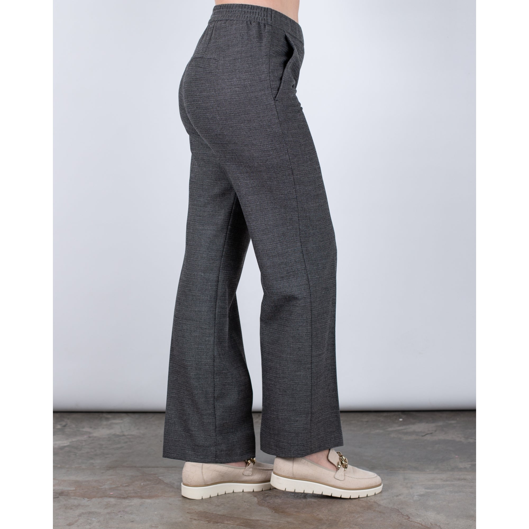 Marc Cain Washington Woven Structure Wide Leg Trouser Grey