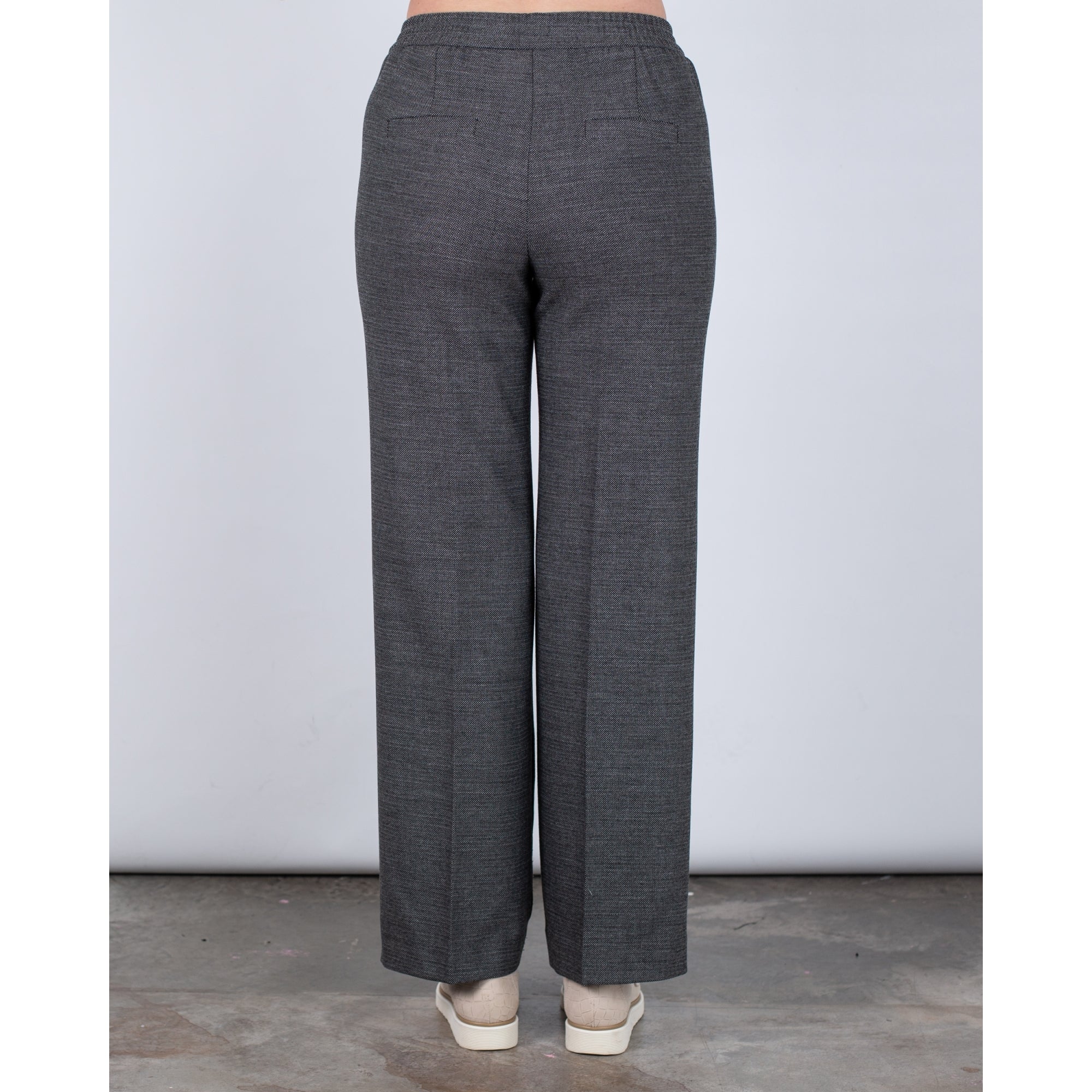 Marc Cain Washington Woven Structure Wide Leg Trouser Grey