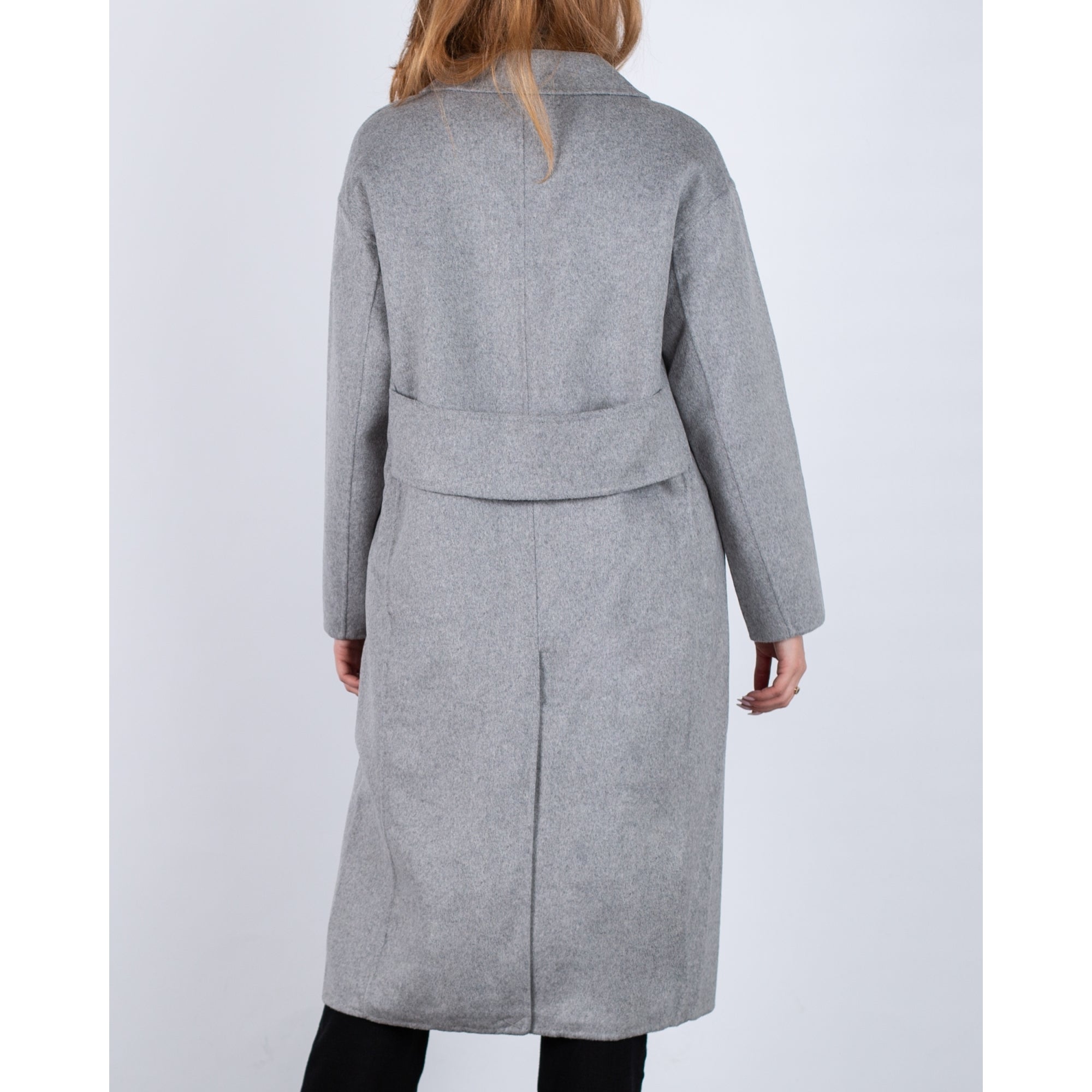Part Two Lorelai Single Breasted Wool Coat With Half Back Belt Grey Melange