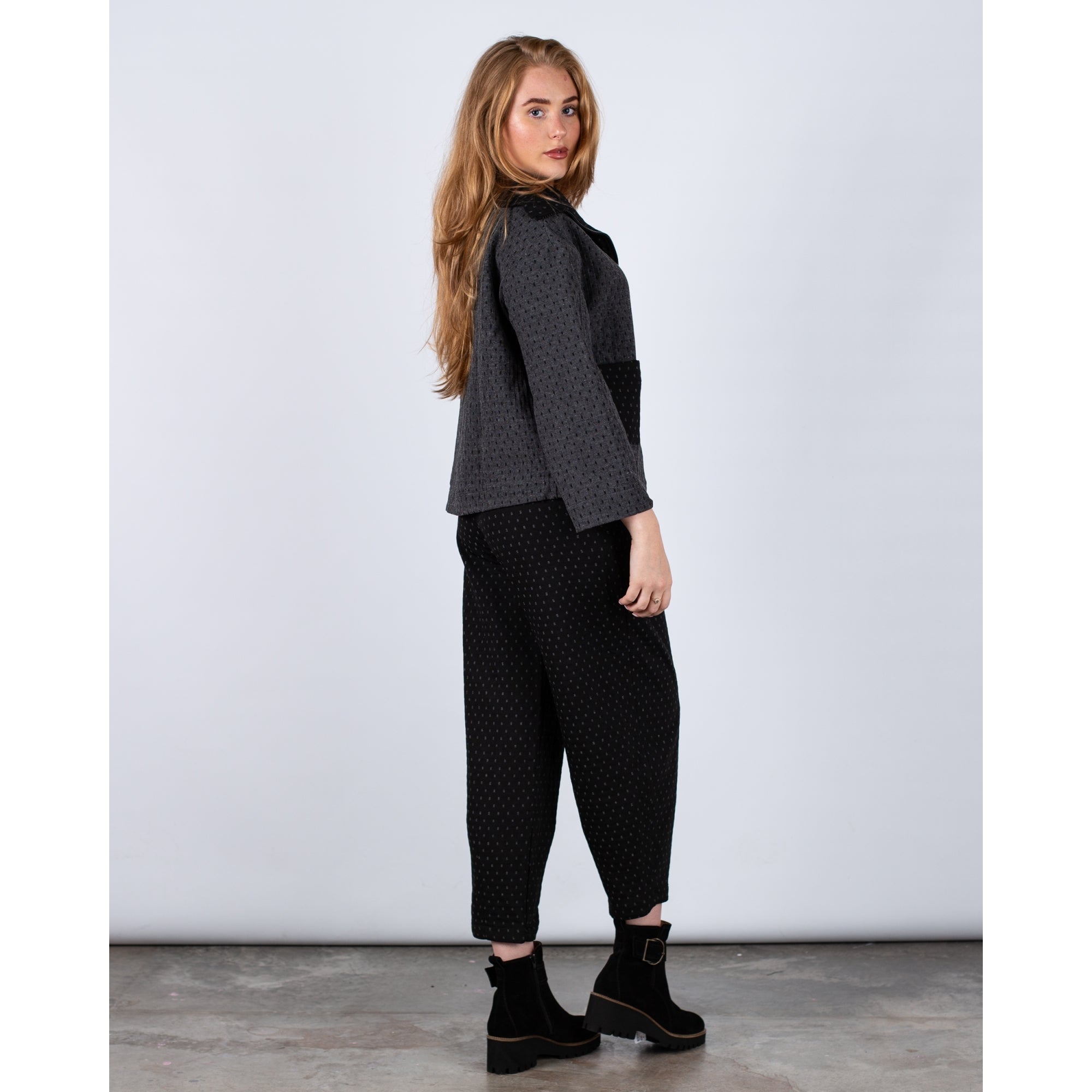 Sahara Spot Print Patch Pocket Jacket Charcoal/black