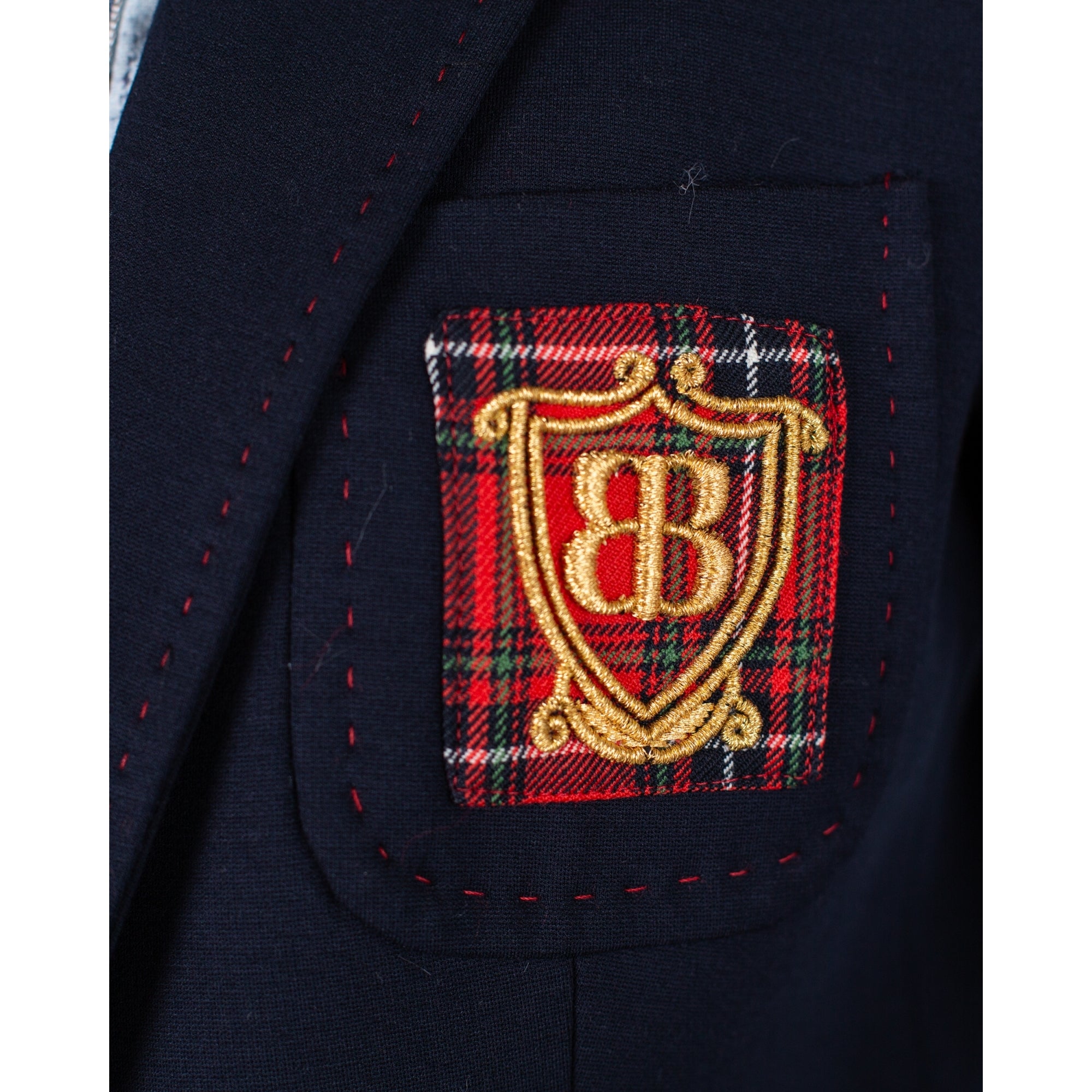 Bariloche Baza 2 Button Blazer With Badge And Red Buttons Navy